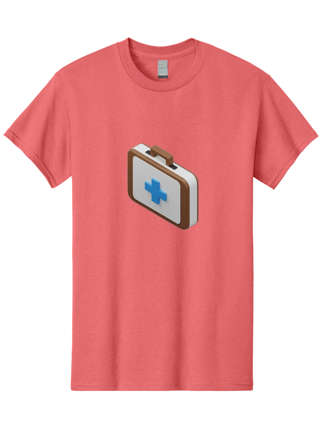 First-Aid-Kit-7 Men'S Graphic Tee, 100% Cotton, Comfortable Casual Summer Wear, Machine Washable, First Aid Kit, Medical Supplies, Health Care, Emergency Preparedness, Blue Cross Symbol, Brown Handle, White Case, Medical Emergency, Baa681