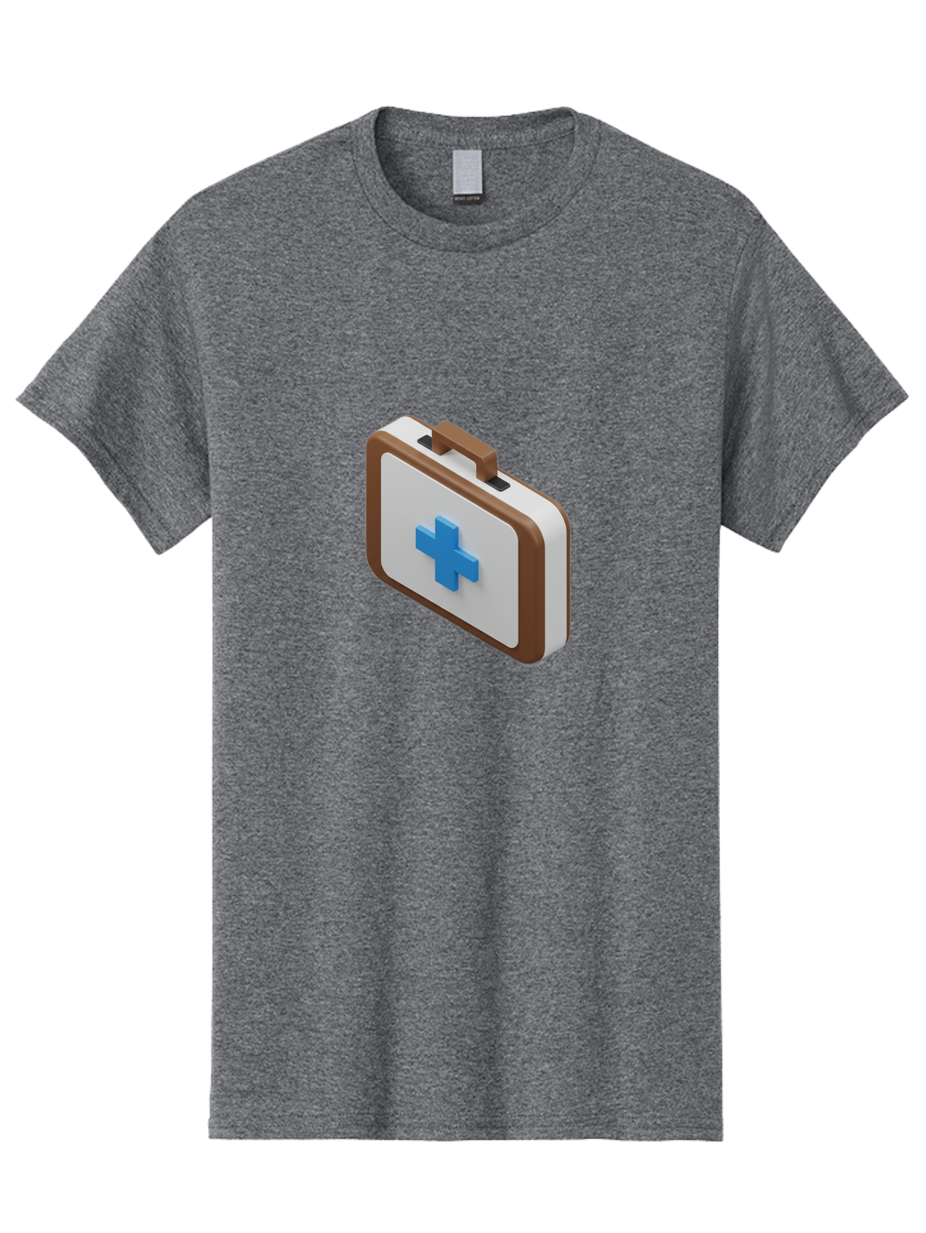 First-Aid-Kit-7 Men'S Graphic Tee, 100% Cotton, Comfortable Casual Summer Wear, Machine Washable, First Aid Kit, Medical Supplies, Health Care, Emergency Preparedness, Blue Cross Symbol, Brown Handle, White Case, Medical Emergency, Baa681