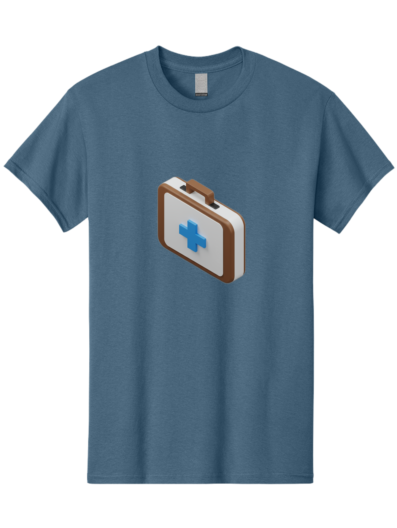 First-Aid-Kit-7 Men'S Graphic Tee, 100% Cotton, Comfortable Casual Summer Wear, Machine Washable, First Aid Kit, Medical Supplies, Health Care, Emergency Preparedness, Blue Cross Symbol, Brown Handle, White Case, Medical Emergency, Baa681