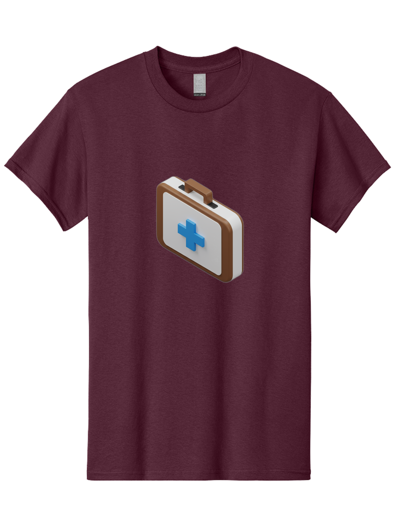First-Aid-Kit-7 Men'S Graphic Tee, 100% Cotton, Comfortable Casual Summer Wear, Machine Washable, First Aid Kit, Medical Supplies, Health Care, Emergency Preparedness, Blue Cross Symbol, Brown Handle, White Case, Medical Emergency, Baa681