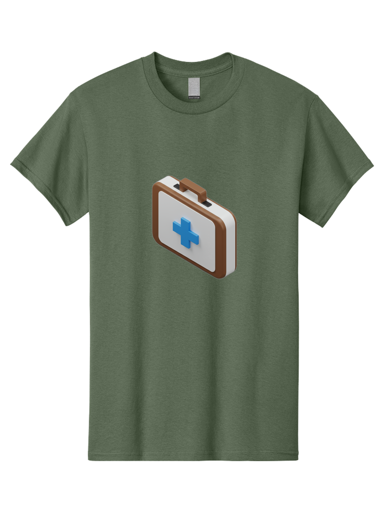 First-Aid-Kit-7 Men'S Graphic Tee, 100% Cotton, Comfortable Casual Summer Wear, Machine Washable, First Aid Kit, Medical Supplies, Health Care, Emergency Preparedness, Blue Cross Symbol, Brown Handle, White Case, Medical Emergency, Baa681