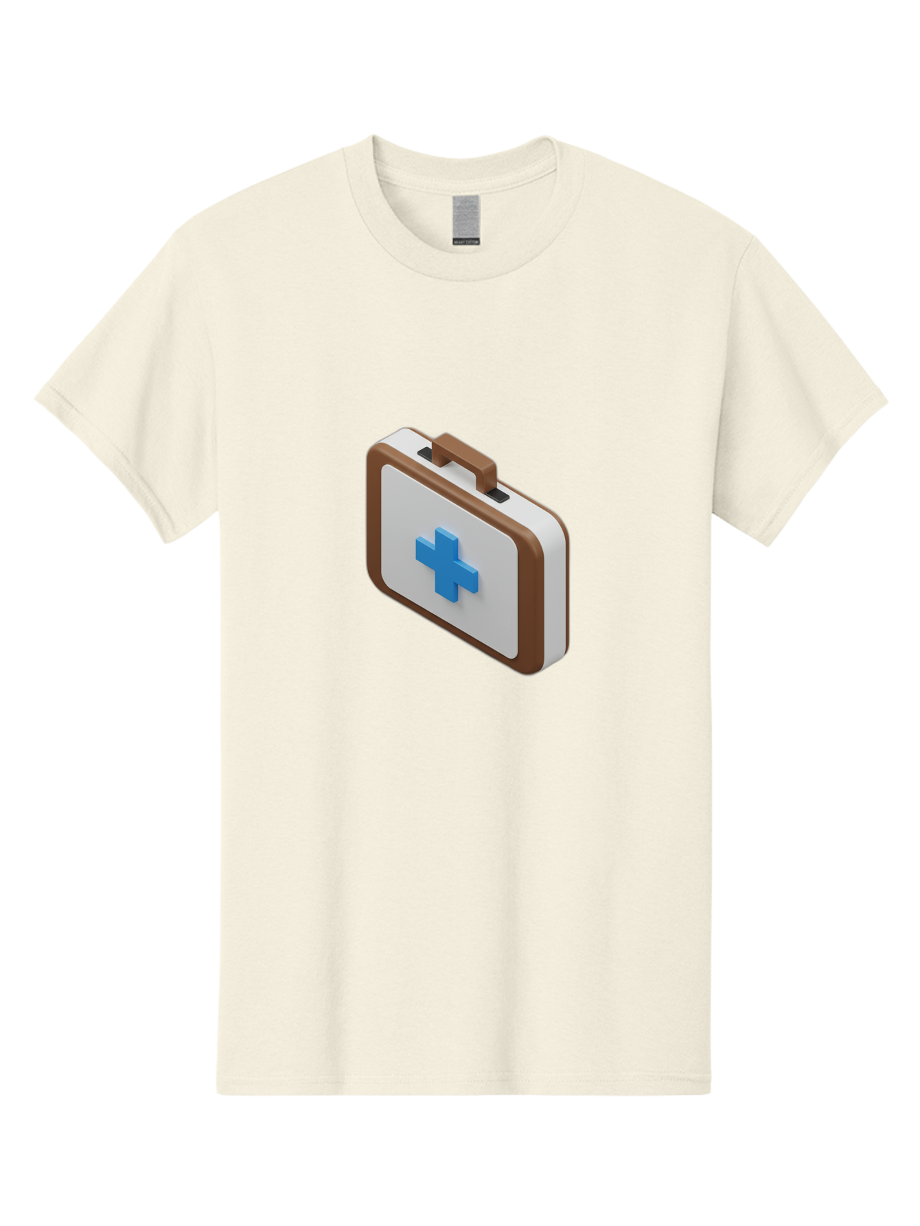 First-Aid-Kit-7 Men'S Graphic Tee, 100% Cotton, Comfortable Casual Summer Wear, Machine Washable, First Aid Kit, Medical Supplies, Health Care, Emergency Preparedness, Blue Cross Symbol, Brown Handle, White Case, Medical Emergency, Baa681