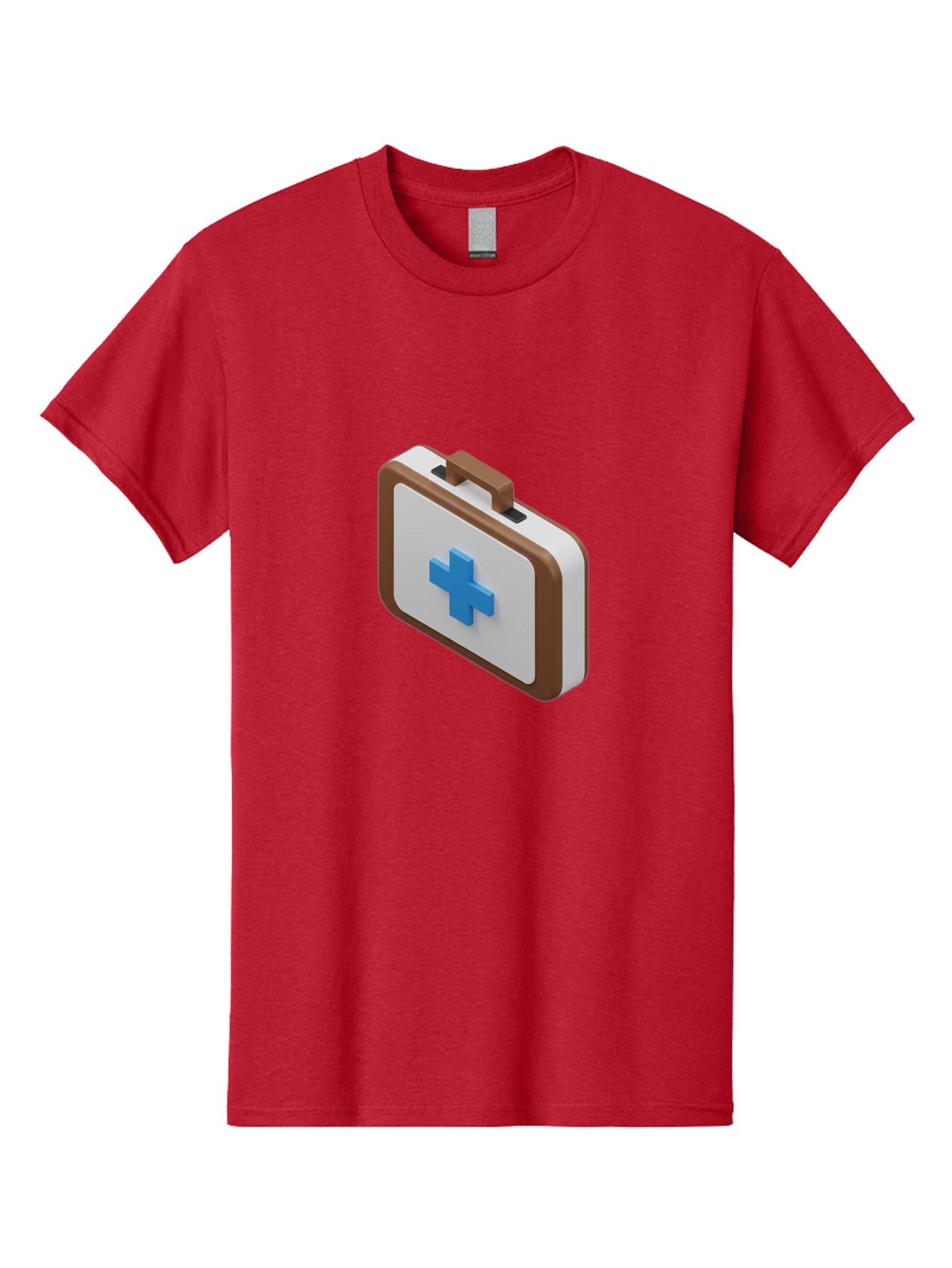 First-Aid-Kit-7 Men'S Graphic Tee, 100% Cotton, Comfortable Casual Summer Wear, Machine Washable, First Aid Kit, Medical Supplies, Health Care, Emergency Preparedness, Blue Cross Symbol, Brown Handle, White Case, Medical Emergency, Baa681