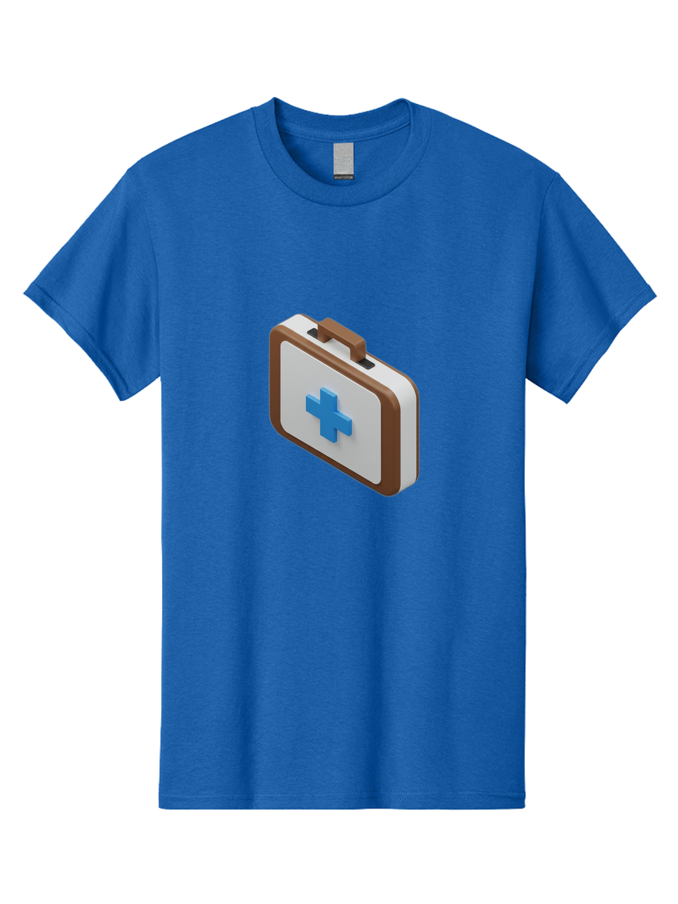 First-Aid-Kit-7 Men'S Graphic Tee, 100% Cotton, Comfortable Casual Summer Wear, Machine Washable, First Aid Kit, Medical Supplies, Health Care, Emergency Preparedness, Blue Cross Symbol, Brown Handle, White Case, Medical Emergency, Baa681