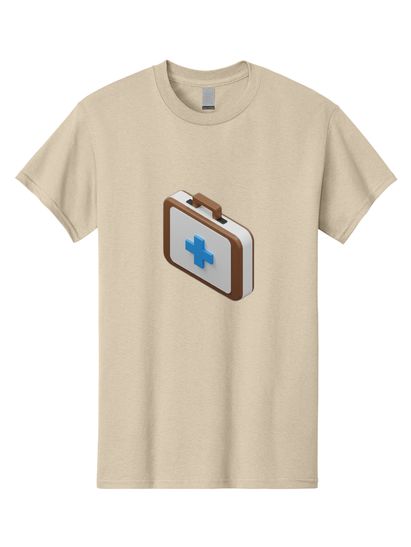 First-Aid-Kit-7 Men'S Graphic Tee, 100% Cotton, Comfortable Casual Summer Wear, Machine Washable, First Aid Kit, Medical Supplies, Health Care, Emergency Preparedness, Blue Cross Symbol, Brown Handle, White Case, Medical Emergency, Baa681