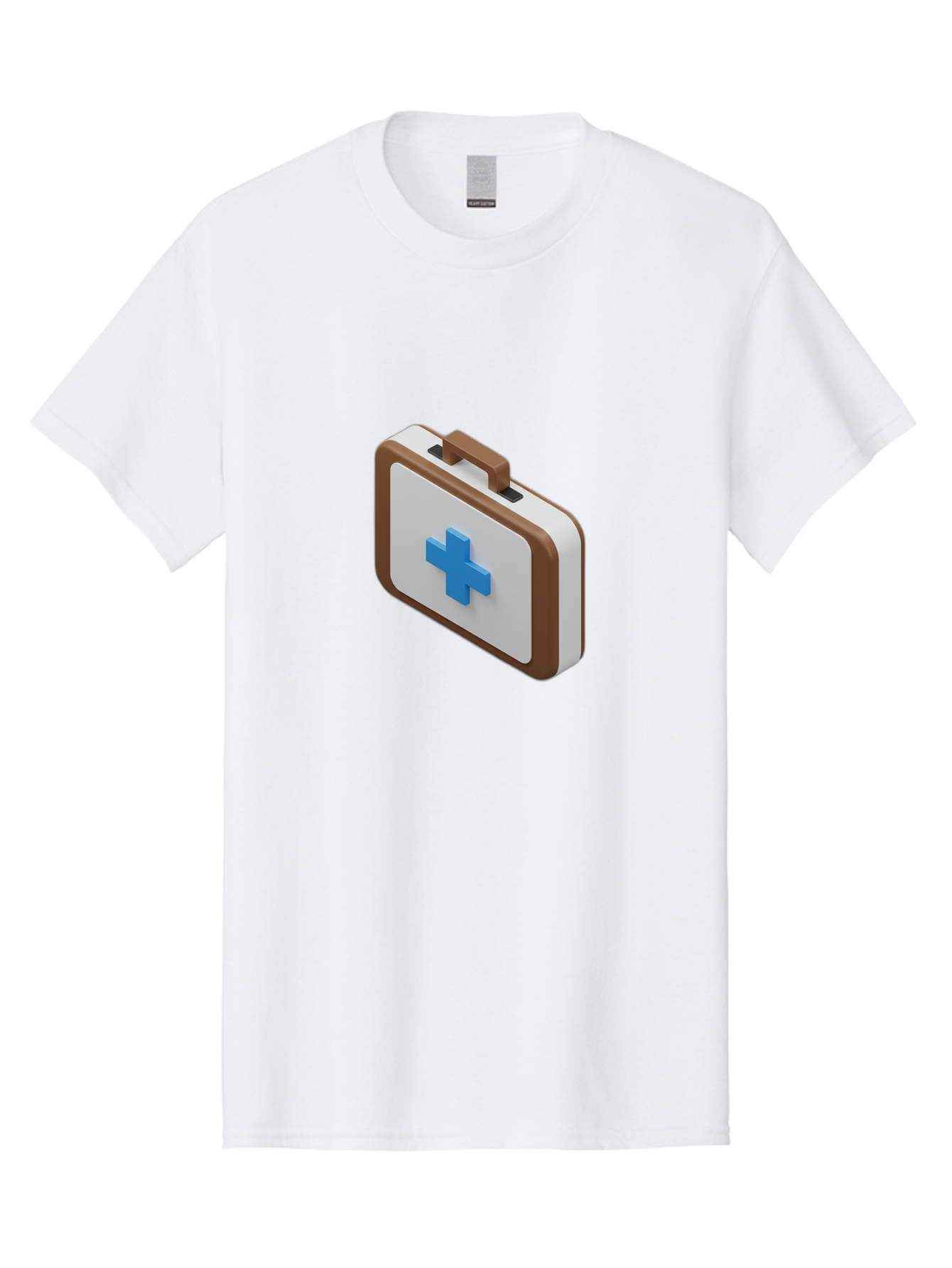 First-Aid-Kit-7 Men'S Graphic Tee, 100% Cotton, Comfortable Casual Summer Wear, Machine Washable, First Aid Kit, Medical Supplies, Health Care, Emergency Preparedness, Blue Cross Symbol, Brown Handle, White Case, Medical Emergency, Baa681