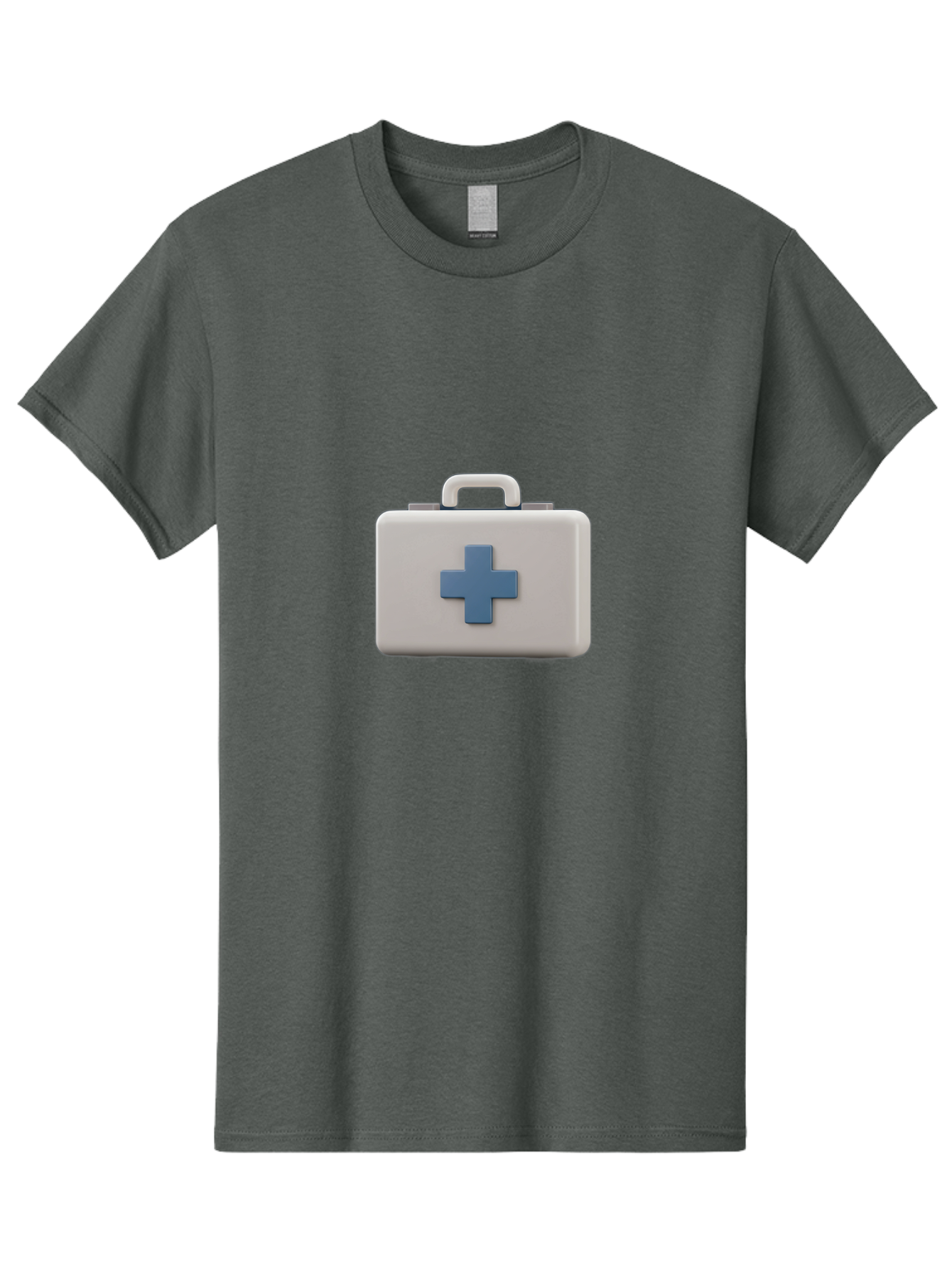 First-Aid-Kit-8 Men'S Graphic Tee, 100% Cotton, Comfortable Casual Summer Wear, Machine Washable, First Aid Kit, Medical Box, Health Care, Emergency Response, Medical Supplies, Blue Cross Symbol, Rectangular Box, Handle On Top Baa682