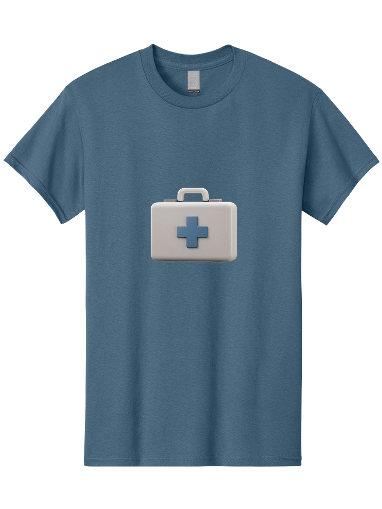 First-Aid-Kit-8 Men'S Graphic Tee, 100% Cotton, Comfortable Casual Summer Wear, Machine Washable, First Aid Kit, Medical Box, Health Care, Emergency Response, Medical Supplies, Blue Cross Symbol, Rectangular Box, Handle On Top Baa682