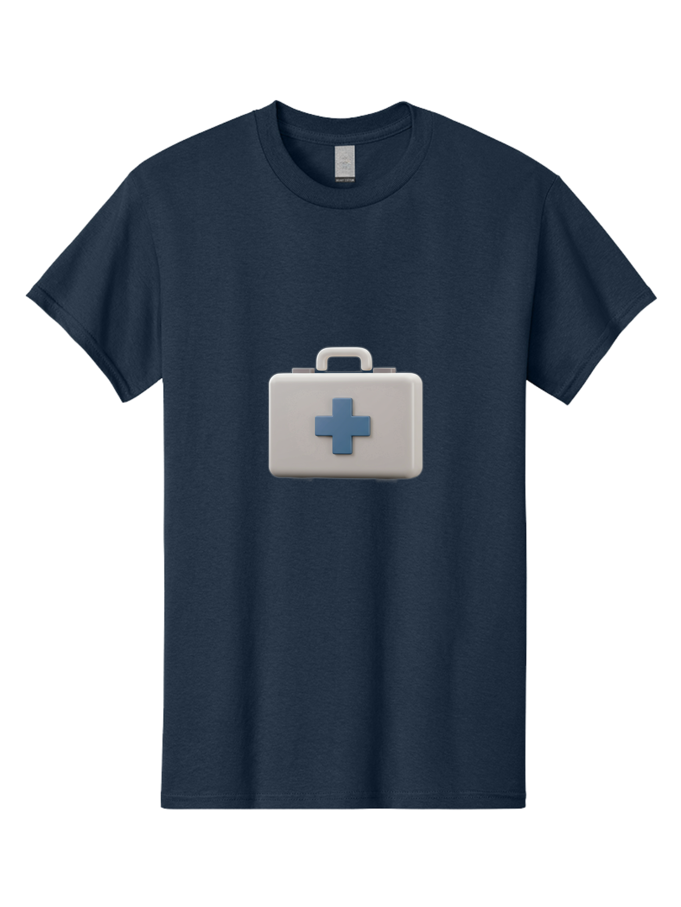 First-Aid-Kit-8 Men'S Graphic Tee, 100% Cotton, Comfortable Casual Summer Wear, Machine Washable, First Aid Kit, Medical Box, Health Care, Emergency Response, Medical Supplies, Blue Cross Symbol, Rectangular Box, Handle On Top Baa682