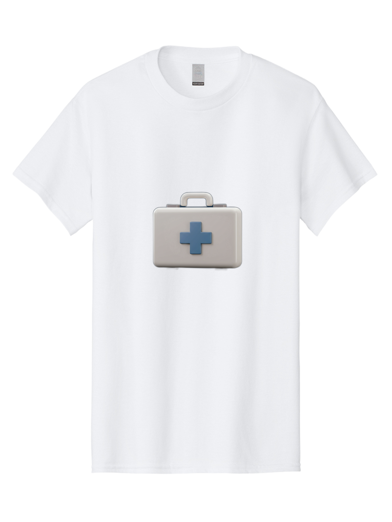 First-Aid-Kit-8 Men'S Graphic Tee, 100% Cotton, Comfortable Casual Summer Wear, Machine Washable, First Aid Kit, Medical Box, Health Care, Emergency Response, Medical Supplies, Blue Cross Symbol, Rectangular Box, Handle On Top Baa682