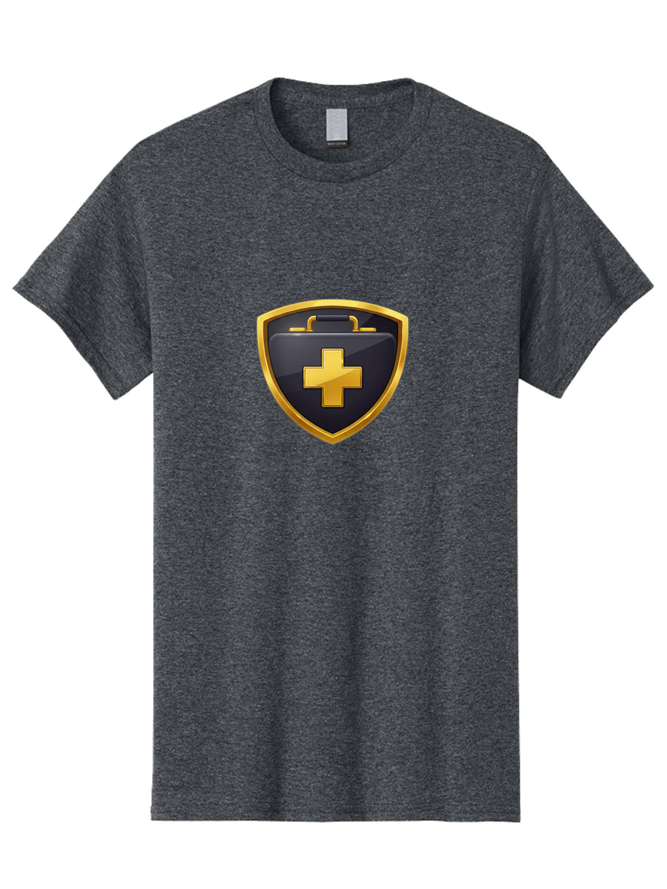 First-Aid-Kit-Shield Men'S Graphic Tee, 100% Cotton, Comfortable Casual Summer Wear, Machine Washable, First Aid Kit, Medical Shield, Healthcare Logo, Gold Cross, Emergency Medical Services, Medical Supplies, Health Protection, Safety Icon Baa684