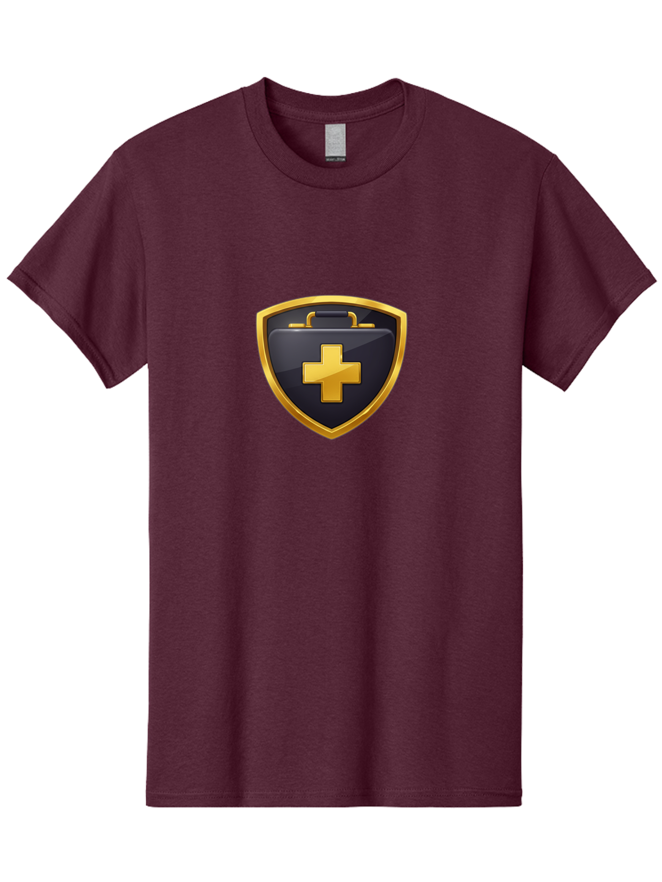 First-Aid-Kit-Shield Men'S Graphic Tee, 100% Cotton, Comfortable Casual Summer Wear, Machine Washable, First Aid Kit, Medical Shield, Healthcare Logo, Gold Cross, Emergency Medical Services, Medical Supplies, Health Protection, Safety Icon Baa684