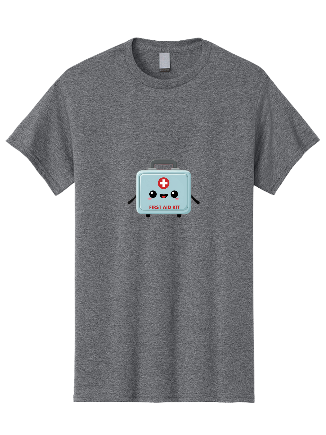 First-Aid-Kit Men'S Graphic Tee, 100% Cotton, Comfortable Casual Summer Wear, Machine Washable, Cartoon First Aid Kit, Cute Character Design, Red Cross Symbol, Medical Kit, Emergency Response, Health And Safety, First Aid Supplies, Baa685