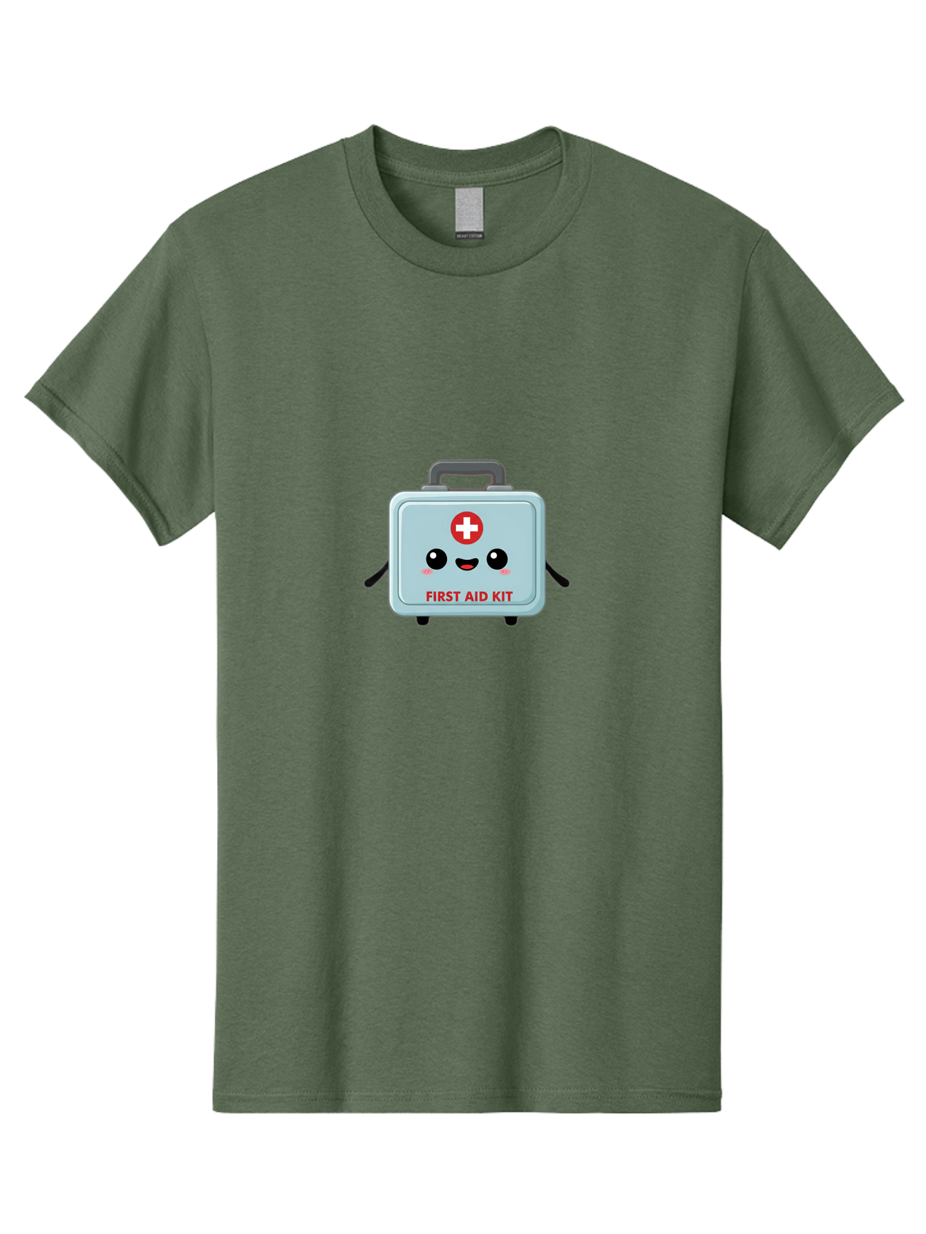 First-Aid-Kit Men'S Graphic Tee, 100% Cotton, Comfortable Casual Summer Wear, Machine Washable, Cartoon First Aid Kit, Cute Character Design, Red Cross Symbol, Medical Kit, Emergency Response, Health And Safety, First Aid Supplies, Baa685