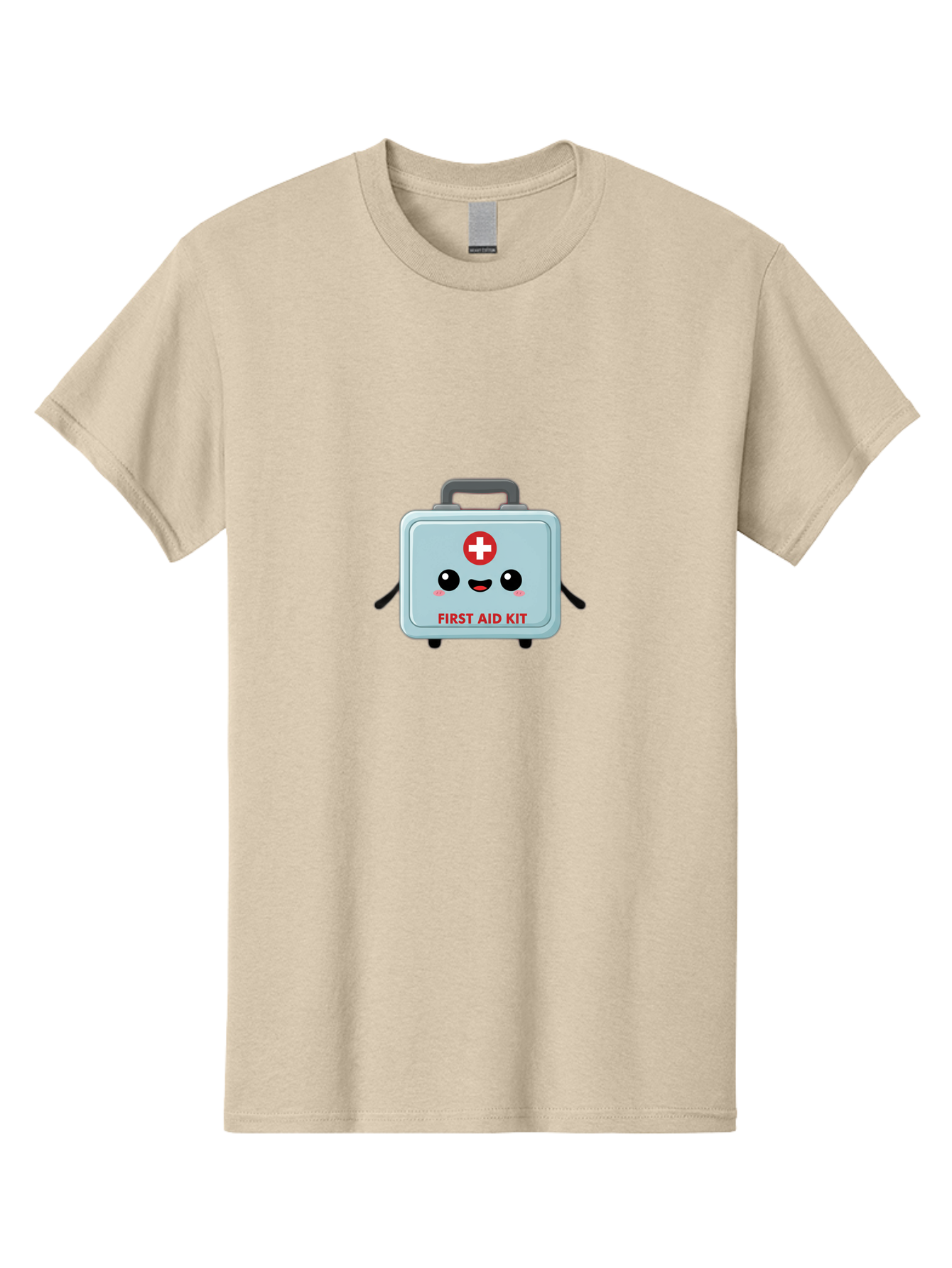 First-Aid-Kit Men'S Graphic Tee, 100% Cotton, Comfortable Casual Summer Wear, Machine Washable, Cartoon First Aid Kit, Cute Character Design, Red Cross Symbol, Medical Kit, Emergency Response, Health And Safety, First Aid Supplies, Baa685