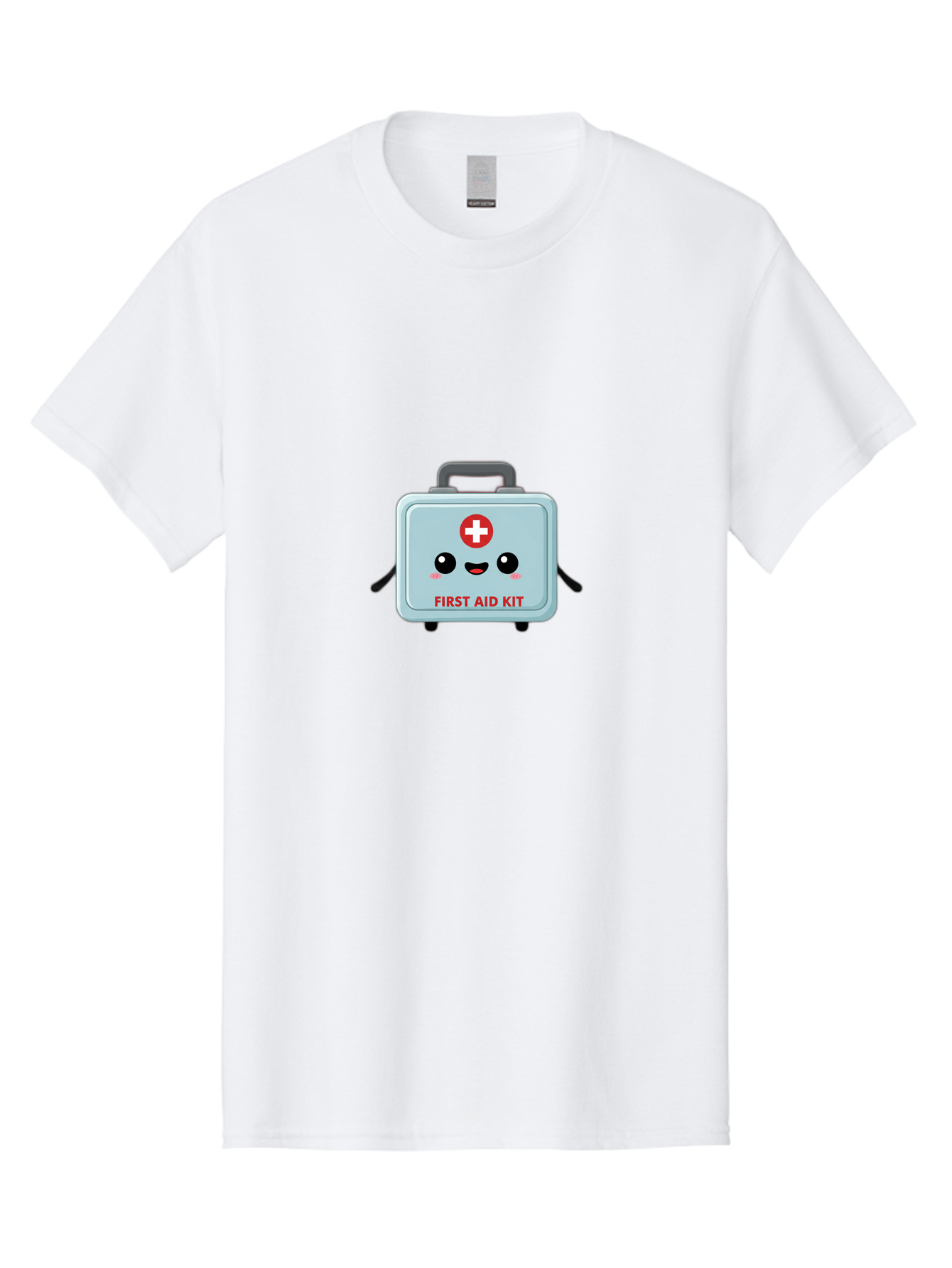 First-Aid-Kit Men'S Graphic Tee, 100% Cotton, Comfortable Casual Summer Wear, Machine Washable, Cartoon First Aid Kit, Cute Character Design, Red Cross Symbol, Medical Kit, Emergency Response, Health And Safety, First Aid Supplies, Baa685