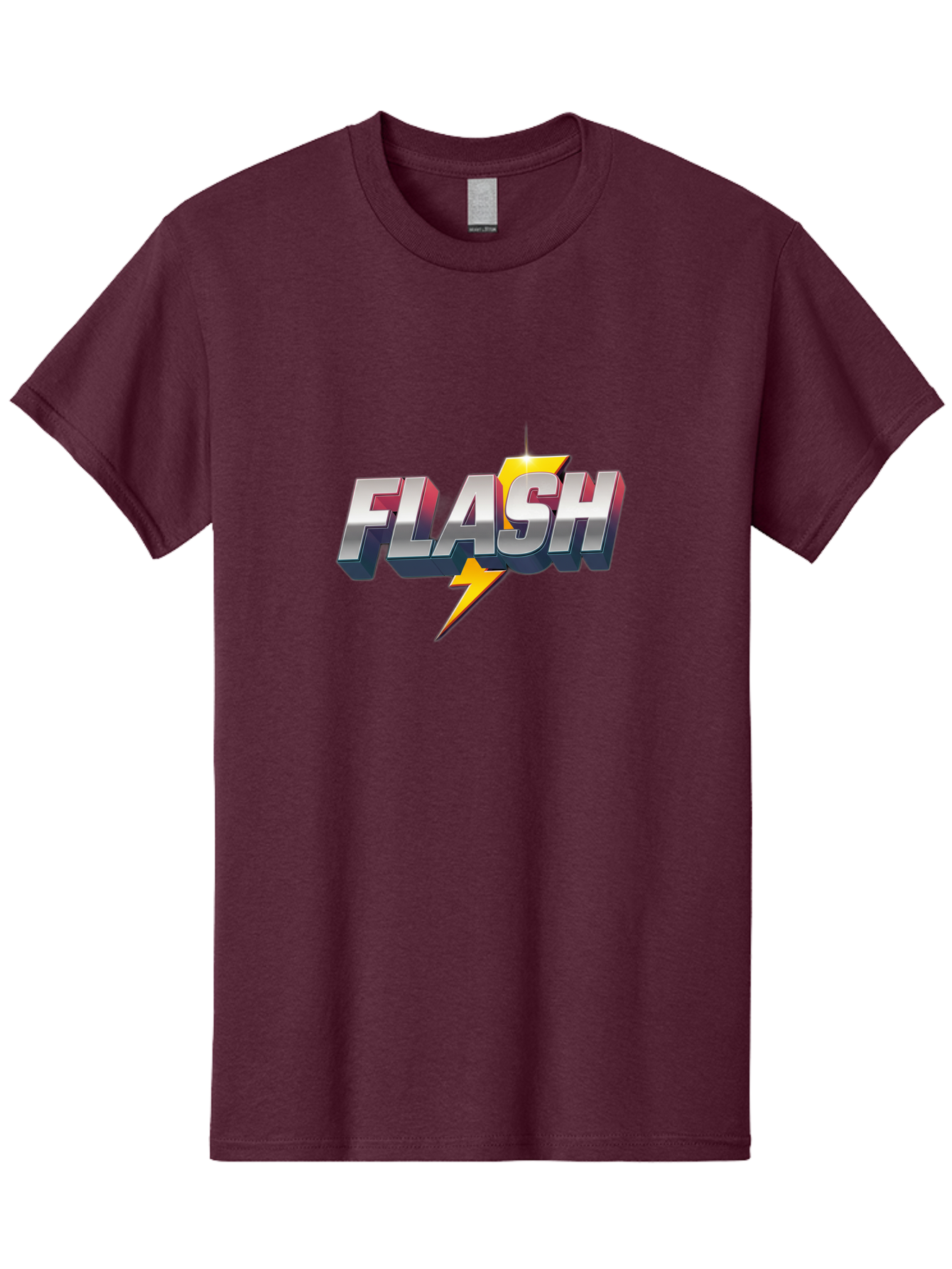 Flash Men'S Graphic Tee, 100% Cotton, Comfortable Casual Summer Wear, Machine Washable, Silver 3D Text, Yellow Lightning Bolt, Super Speed, Superhero Logo, Comic Book Style, Dynamic Graphics, Energetic Vibe, Bold Typography Baa686