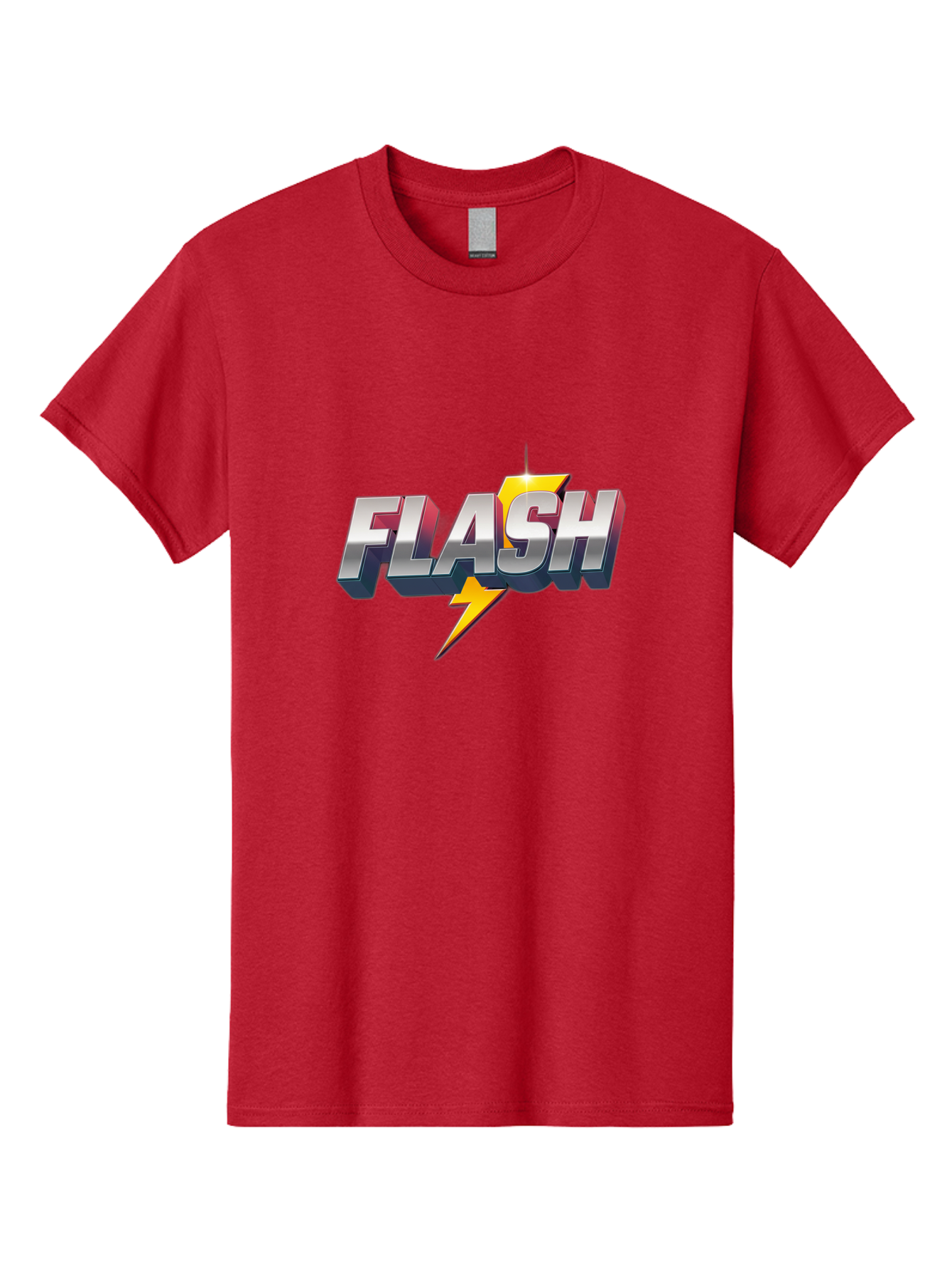 Flash Men'S Graphic Tee, 100% Cotton, Comfortable Casual Summer Wear, Machine Washable, Silver 3D Text, Yellow Lightning Bolt, Super Speed, Superhero Logo, Comic Book Style, Dynamic Graphics, Energetic Vibe, Bold Typography Baa686
