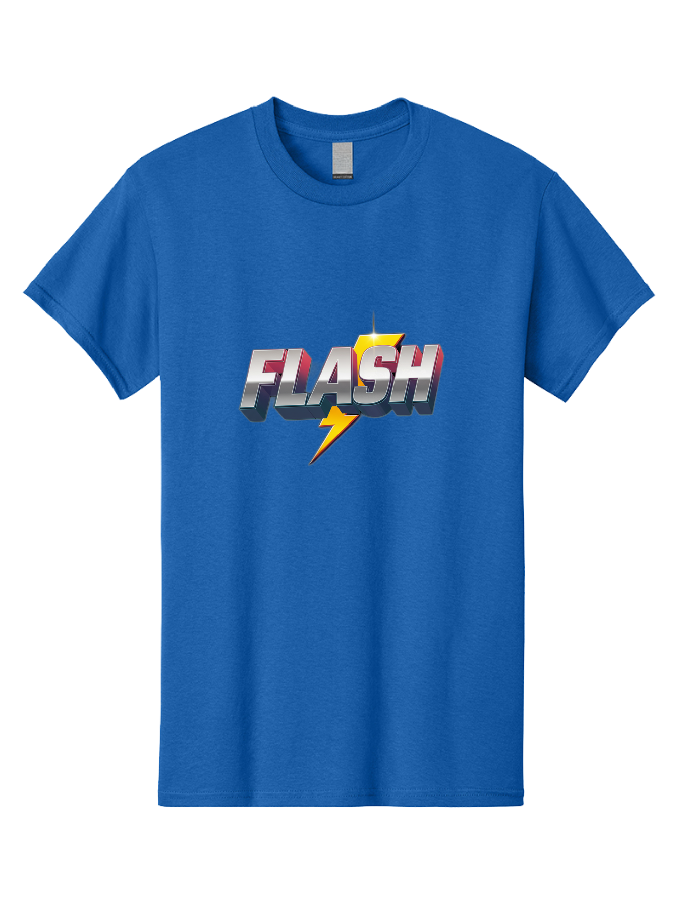 Flash Men'S Graphic Tee, 100% Cotton, Comfortable Casual Summer Wear, Machine Washable, Silver 3D Text, Yellow Lightning Bolt, Super Speed, Superhero Logo, Comic Book Style, Dynamic Graphics, Energetic Vibe, Bold Typography Baa686