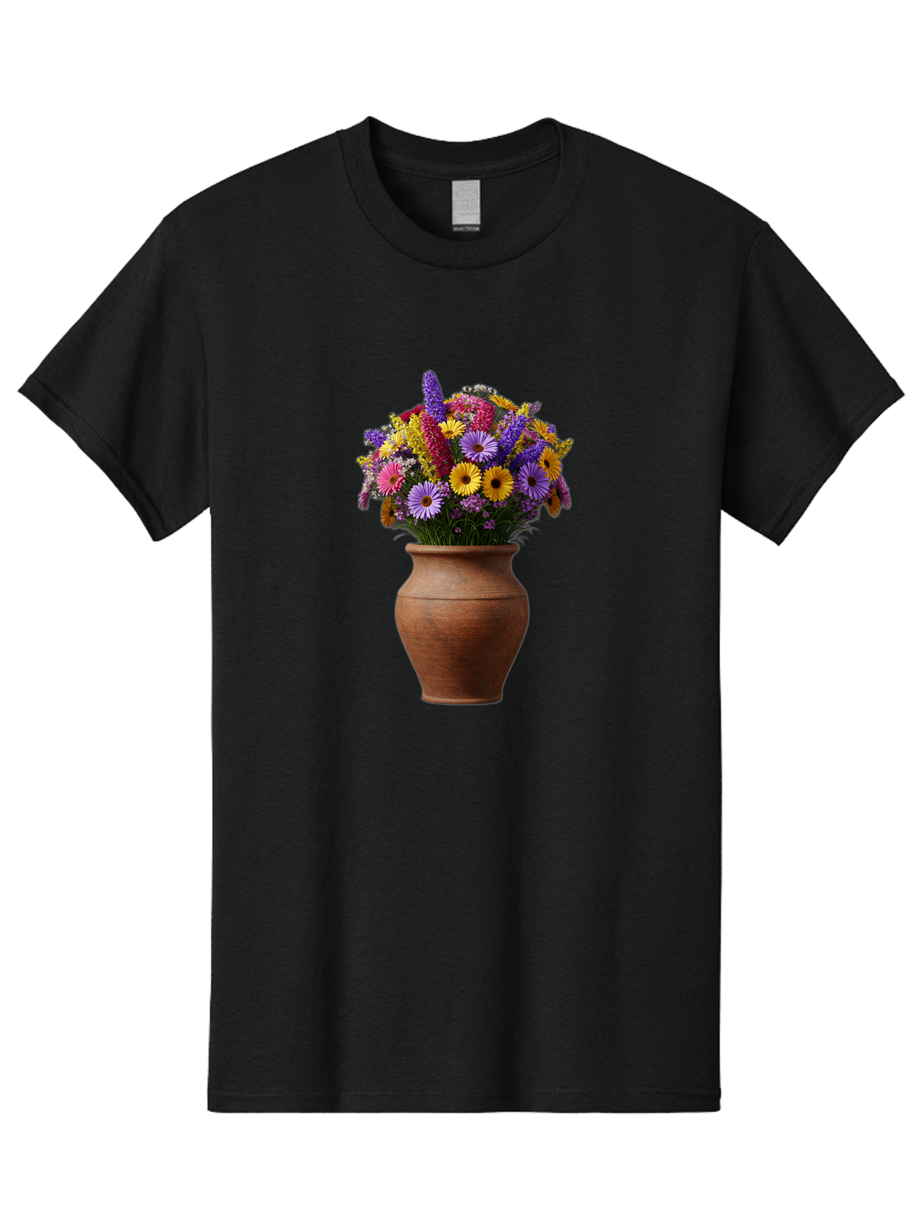 Flower-Pot Men'S Graphic Tee, 100% Cotton, Comfortable Casual Summer Wear, Machine Washable, Colorful Flowers, Floral Arrangement, Mixed Blooms, Vibrant Petals, Clay Vase, Flower Bouquet, Wildflowers, Garden Flowers, Floral Decor Baa689