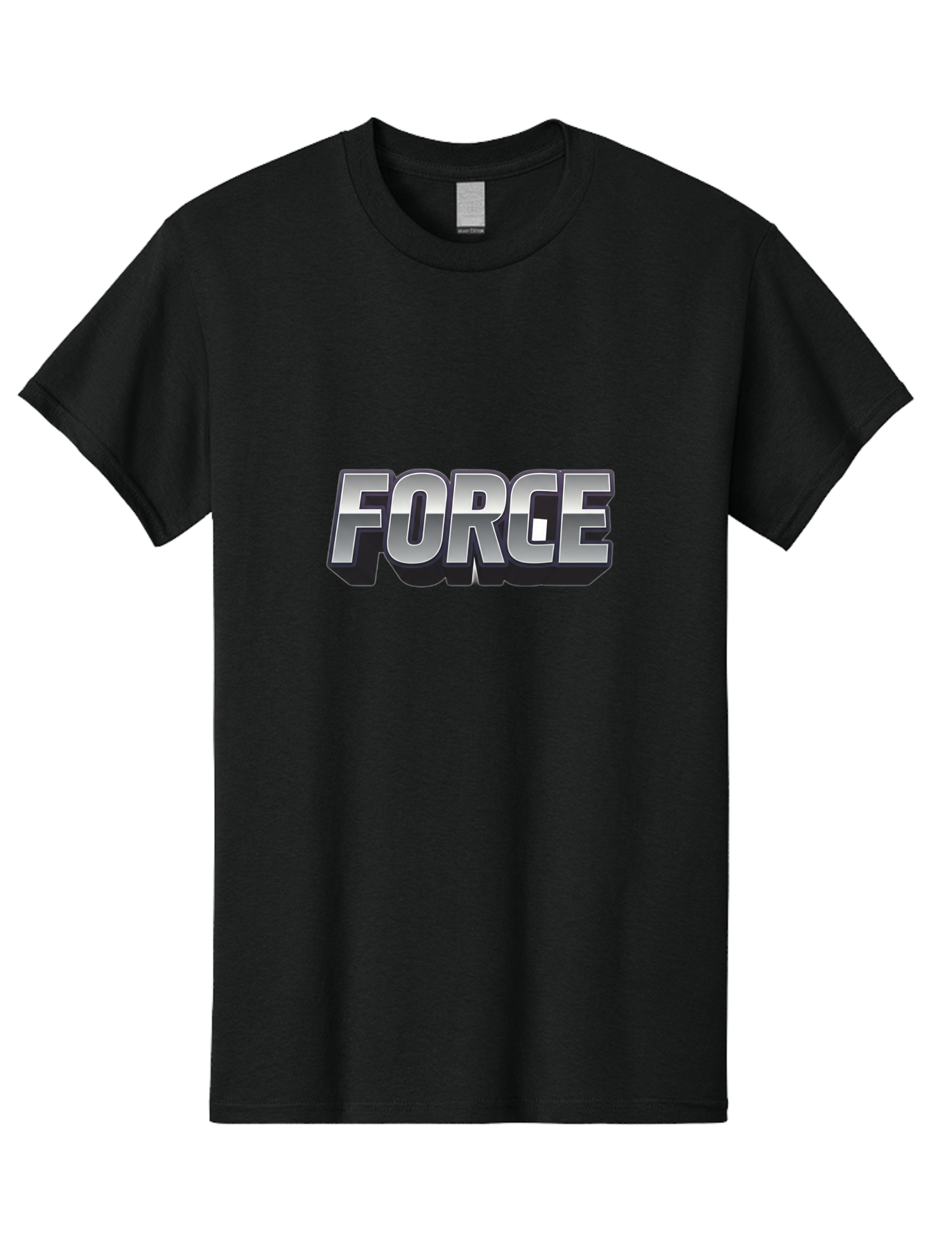 Force Men'S Graphic Tee, 100% Cotton, Comfortable Casual Summer Wear, Machine Washable, Forge Logo, Silver Metallic Text, 3D Effect, Chrome Finish, Bold Typography, Modern Design, Strength Symbol, Power Emblem, Industrial Branding Baa690
