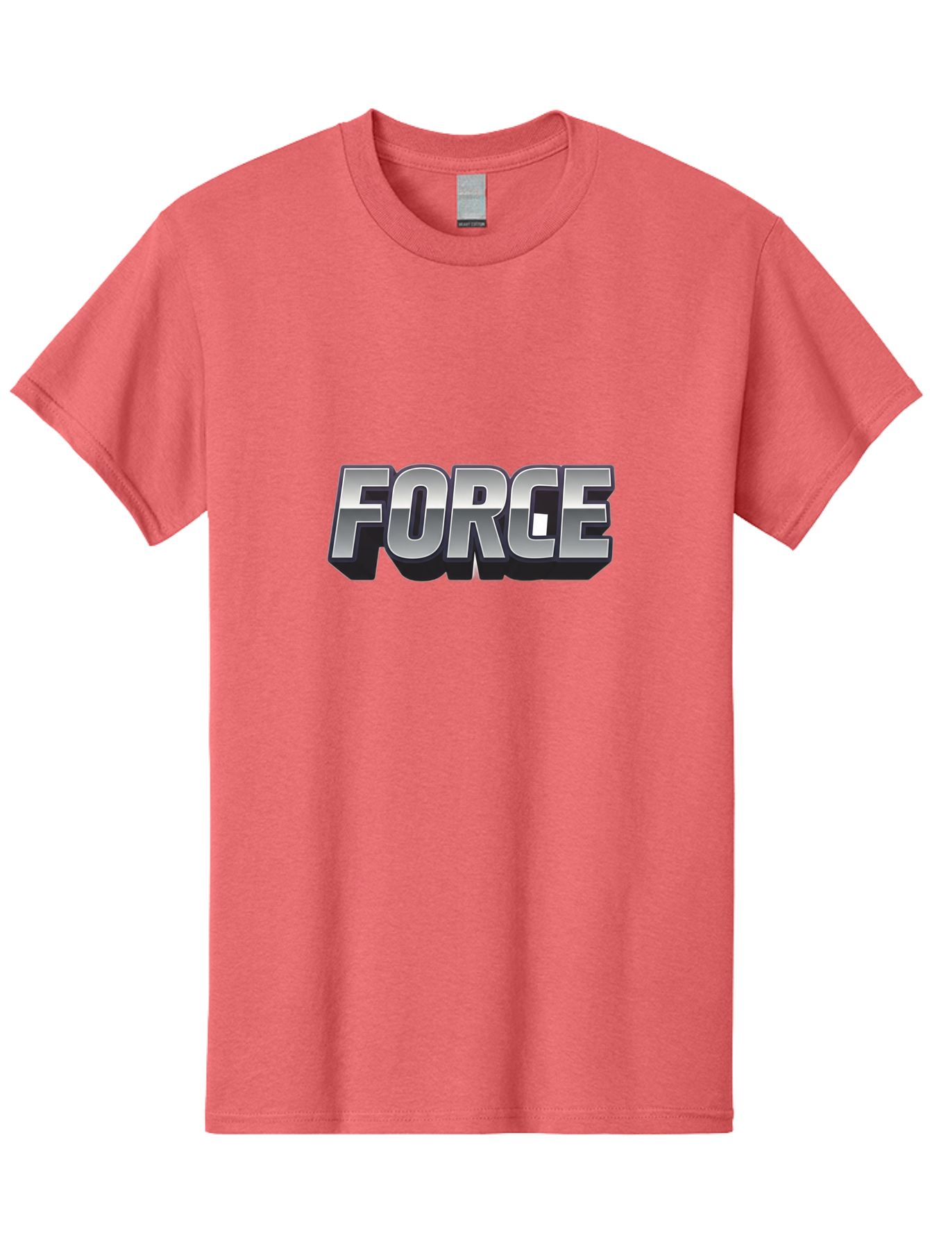 Force Men'S Graphic Tee, 100% Cotton, Comfortable Casual Summer Wear, Machine Washable, Forge Logo, Silver Metallic Text, 3D Effect, Chrome Finish, Bold Typography, Modern Design, Strength Symbol, Power Emblem, Industrial Branding Baa690
