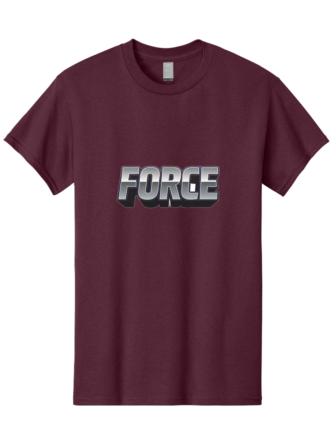 Force Men'S Graphic Tee, 100% Cotton, Comfortable Casual Summer Wear, Machine Washable, Forge Logo, Silver Metallic Text, 3D Effect, Chrome Finish, Bold Typography, Modern Design, Strength Symbol, Power Emblem, Industrial Branding Baa690