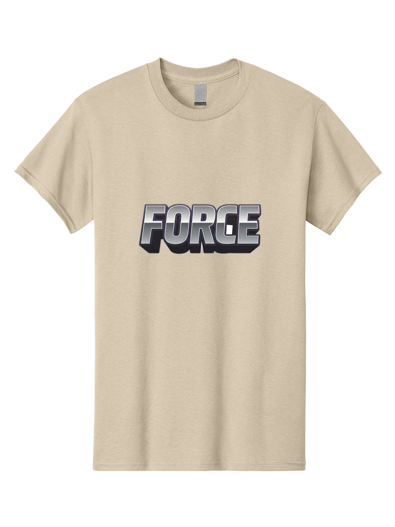 Force Men'S Graphic Tee, 100% Cotton, Comfortable Casual Summer Wear, Machine Washable, Forge Logo, Silver Metallic Text, 3D Effect, Chrome Finish, Bold Typography, Modern Design, Strength Symbol, Power Emblem, Industrial Branding Baa690