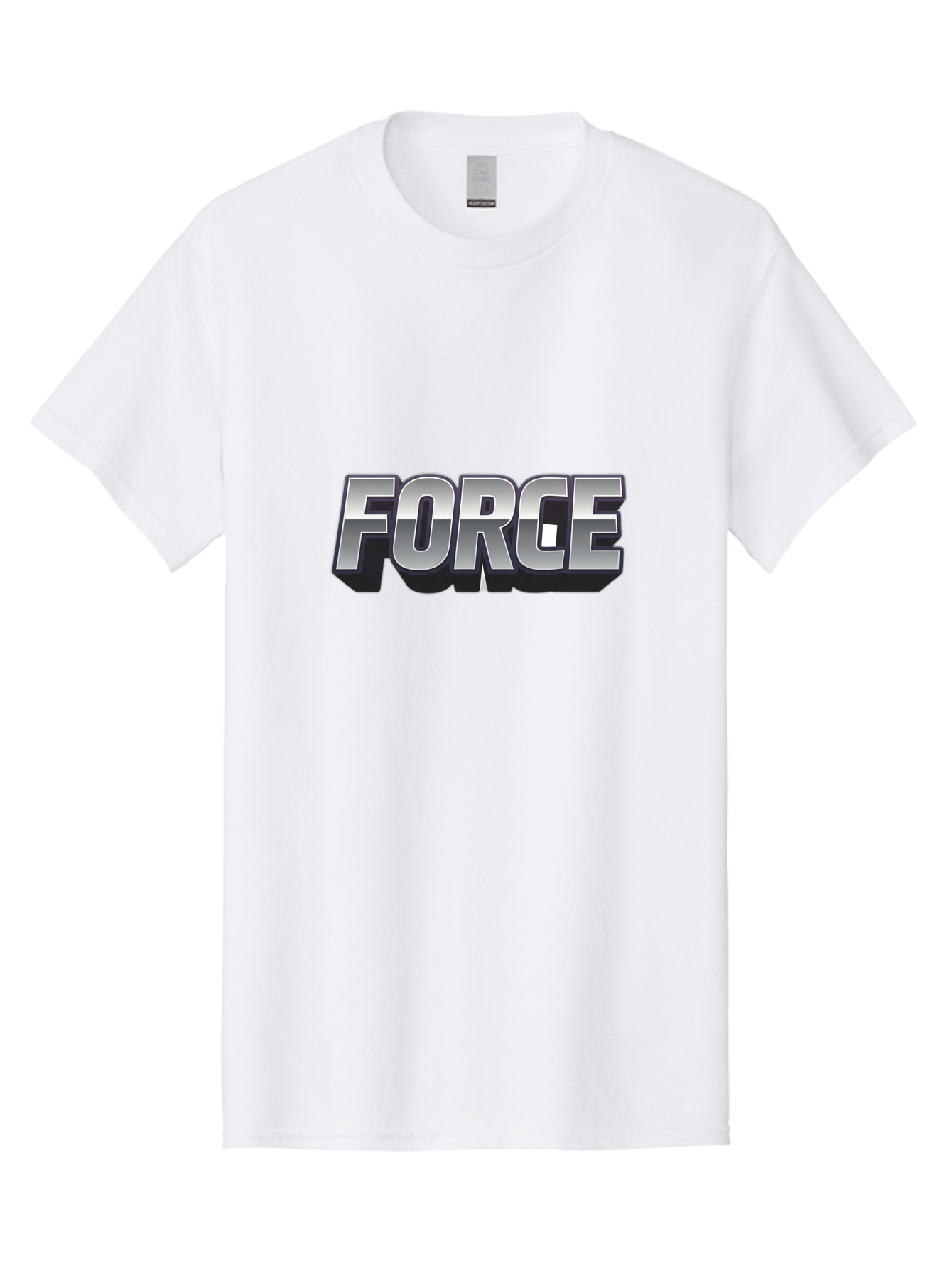 Force Men'S Graphic Tee, 100% Cotton, Comfortable Casual Summer Wear, Machine Washable, Forge Logo, Silver Metallic Text, 3D Effect, Chrome Finish, Bold Typography, Modern Design, Strength Symbol, Power Emblem, Industrial Branding Baa690