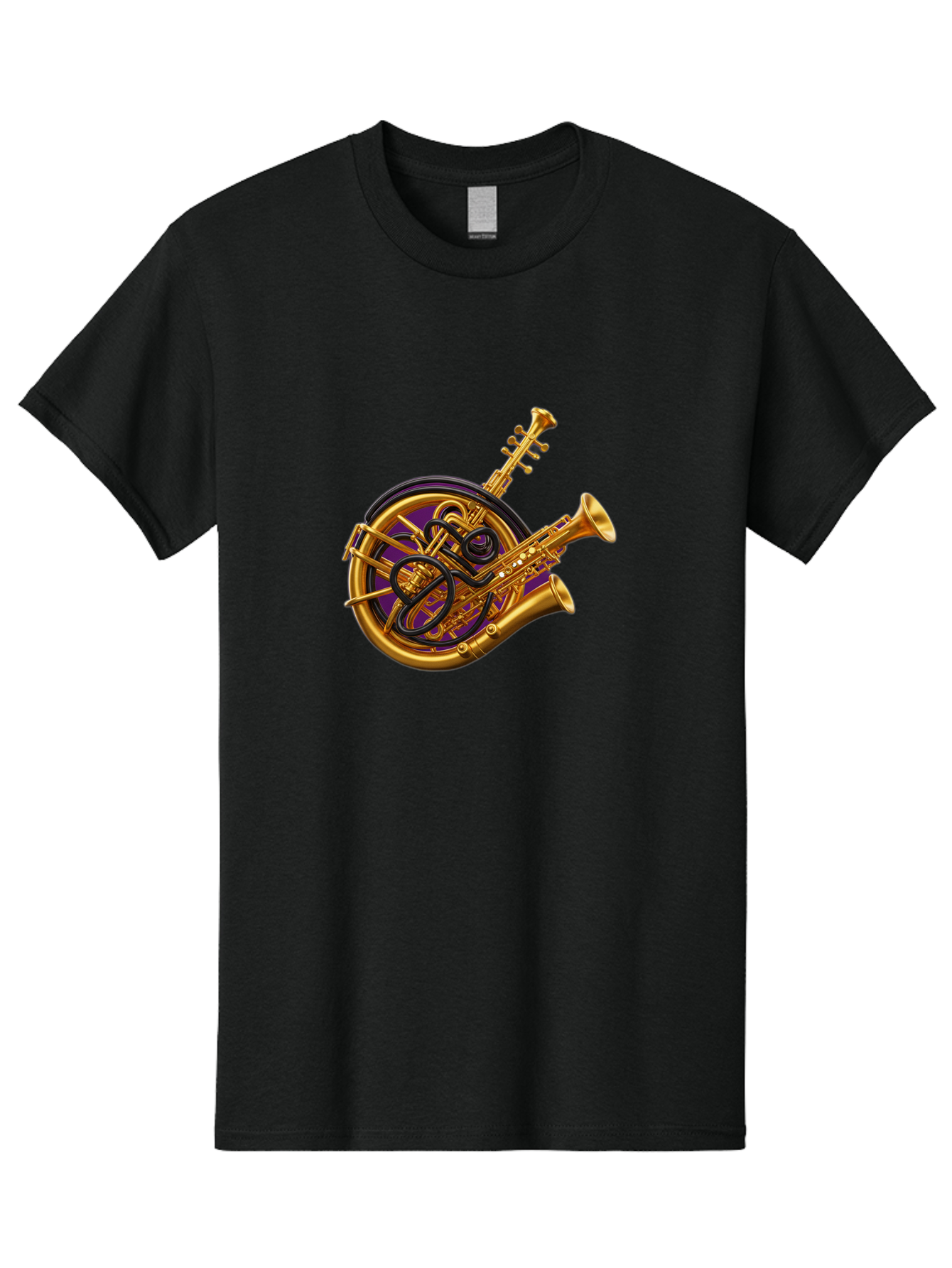 French-Horn-Trumpet-Saxophone Men'S Graphic Tee, 100% Cotton, Comfortable Casual Summer Wear, Machine Washable, Brass Instruments, French Horn, Trumpet, Saxophone, Musical Instruments, Jazz Music, Classical Music, Musical Composition Baa691