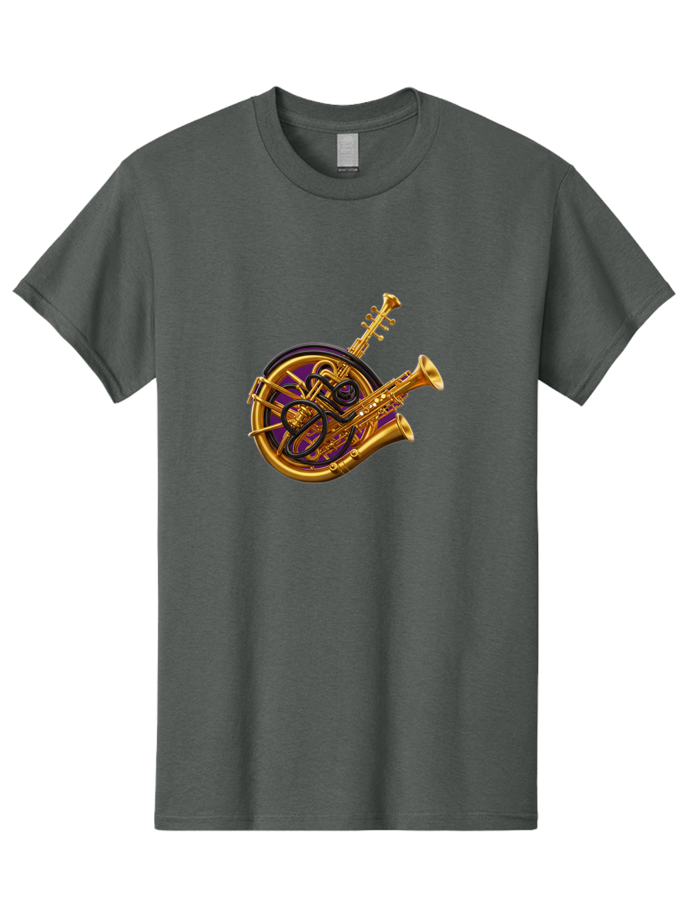 French-Horn-Trumpet-Saxophone Men'S Graphic Tee, 100% Cotton, Comfortable Casual Summer Wear, Machine Washable, Brass Instruments, French Horn, Trumpet, Saxophone, Musical Instruments, Jazz Music, Classical Music, Musical Composition Baa691