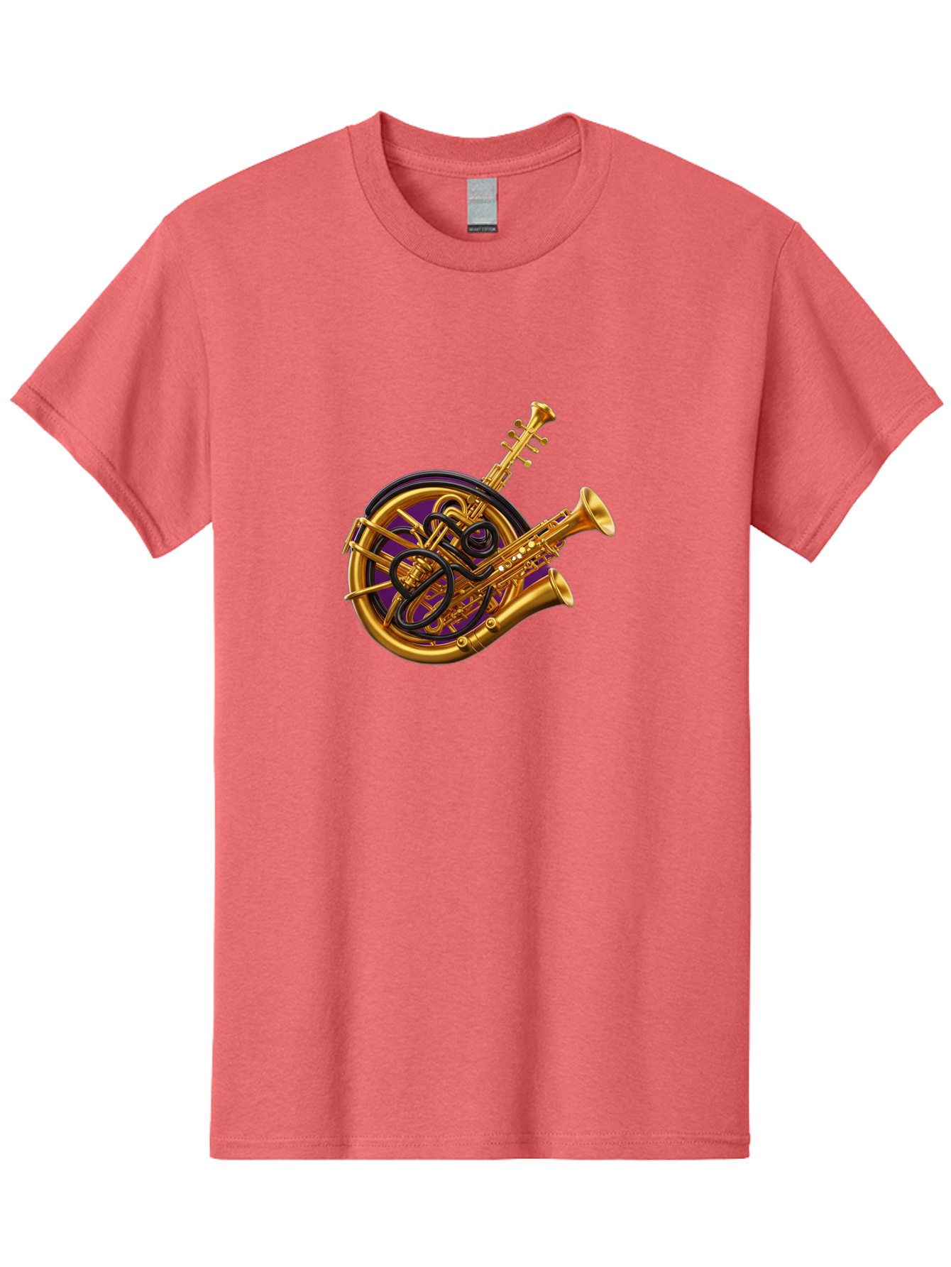 French-Horn-Trumpet-Saxophone Men'S Graphic Tee, 100% Cotton, Comfortable Casual Summer Wear, Machine Washable, Brass Instruments, French Horn, Trumpet, Saxophone, Musical Instruments, Jazz Music, Classical Music, Musical Composition Baa691