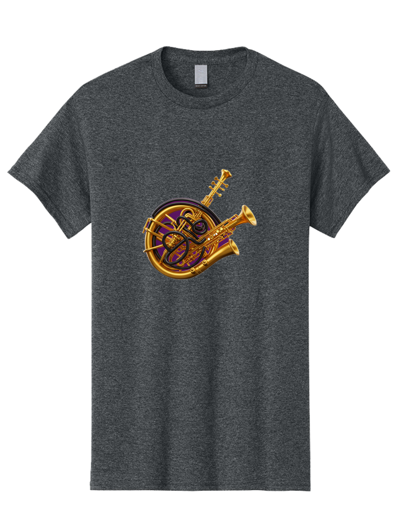 French-Horn-Trumpet-Saxophone Men'S Graphic Tee, 100% Cotton, Comfortable Casual Summer Wear, Machine Washable, Brass Instruments, French Horn, Trumpet, Saxophone, Musical Instruments, Jazz Music, Classical Music, Musical Composition Baa691