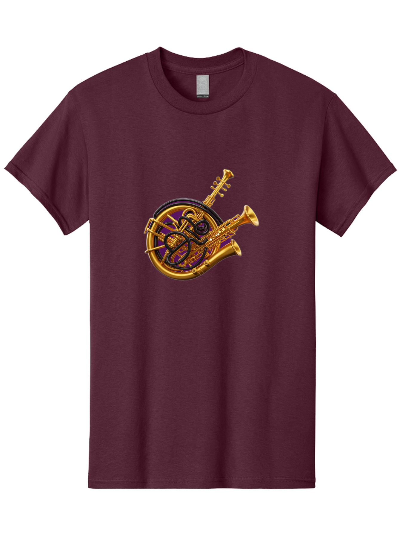 French-Horn-Trumpet-Saxophone Men'S Graphic Tee, 100% Cotton, Comfortable Casual Summer Wear, Machine Washable, Brass Instruments, French Horn, Trumpet, Saxophone, Musical Instruments, Jazz Music, Classical Music, Musical Composition Baa691