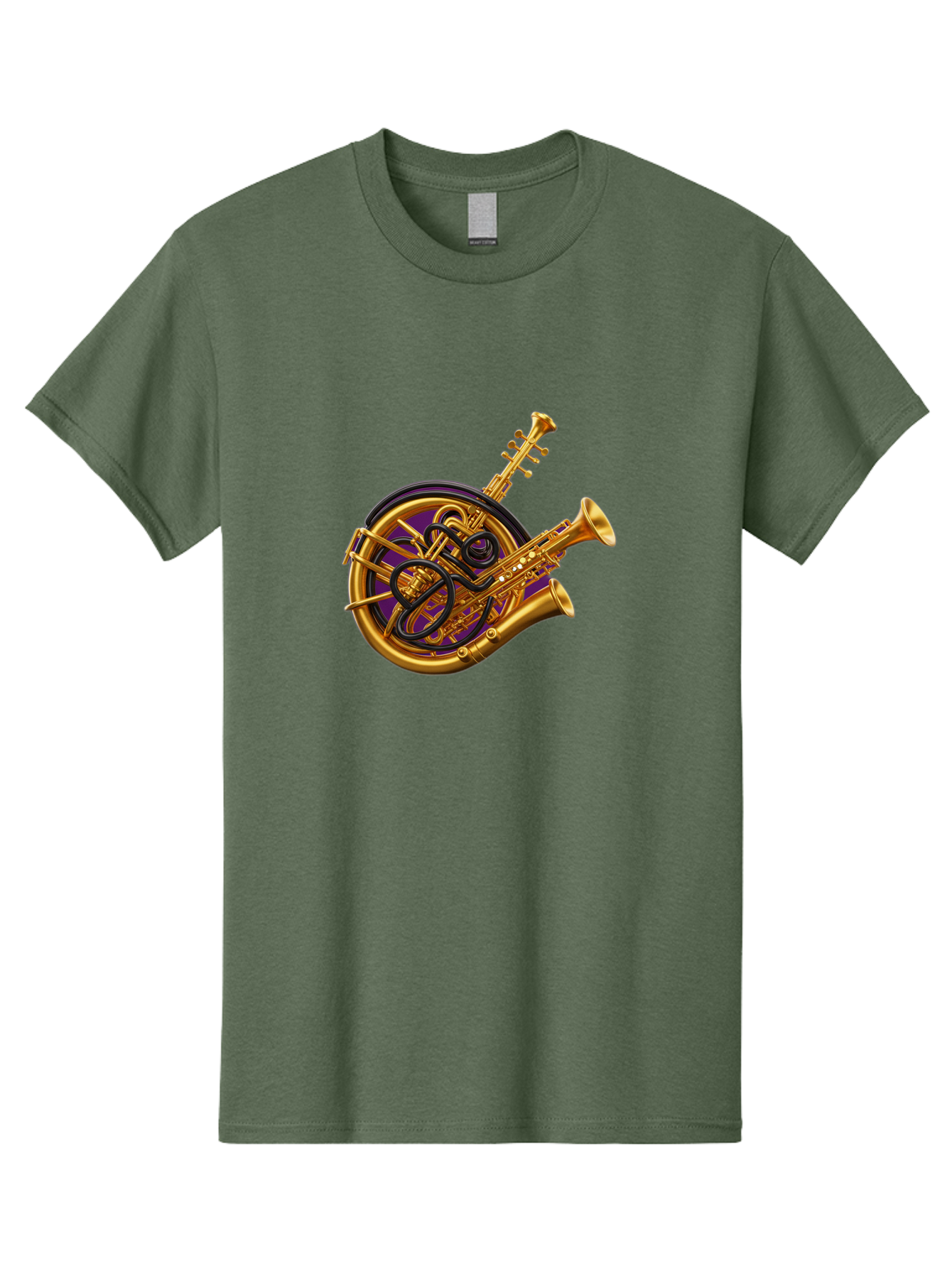 French-Horn-Trumpet-Saxophone Men'S Graphic Tee, 100% Cotton, Comfortable Casual Summer Wear, Machine Washable, Brass Instruments, French Horn, Trumpet, Saxophone, Musical Instruments, Jazz Music, Classical Music, Musical Composition Baa691