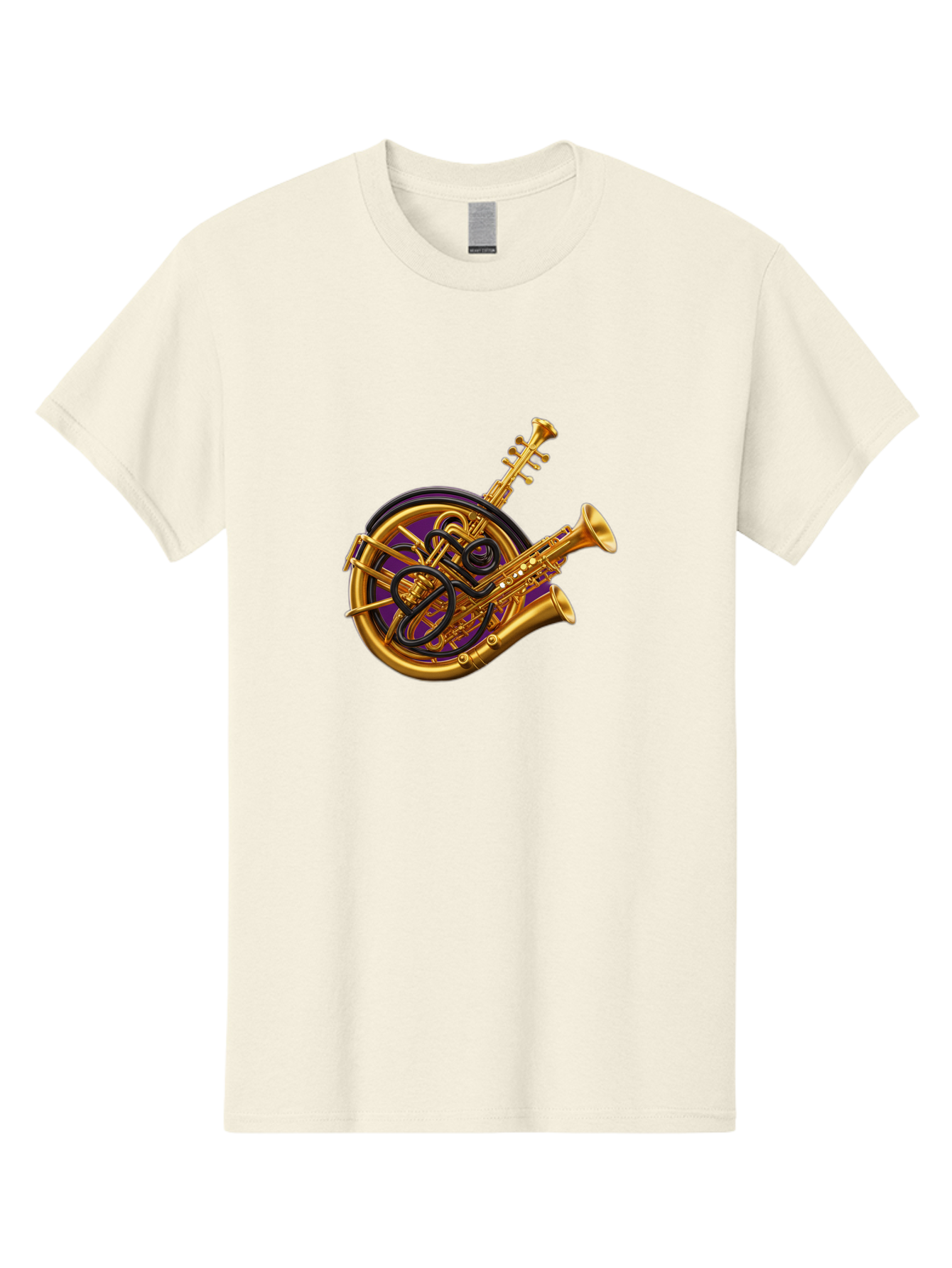 French-Horn-Trumpet-Saxophone Men'S Graphic Tee, 100% Cotton, Comfortable Casual Summer Wear, Machine Washable, Brass Instruments, French Horn, Trumpet, Saxophone, Musical Instruments, Jazz Music, Classical Music, Musical Composition Baa691