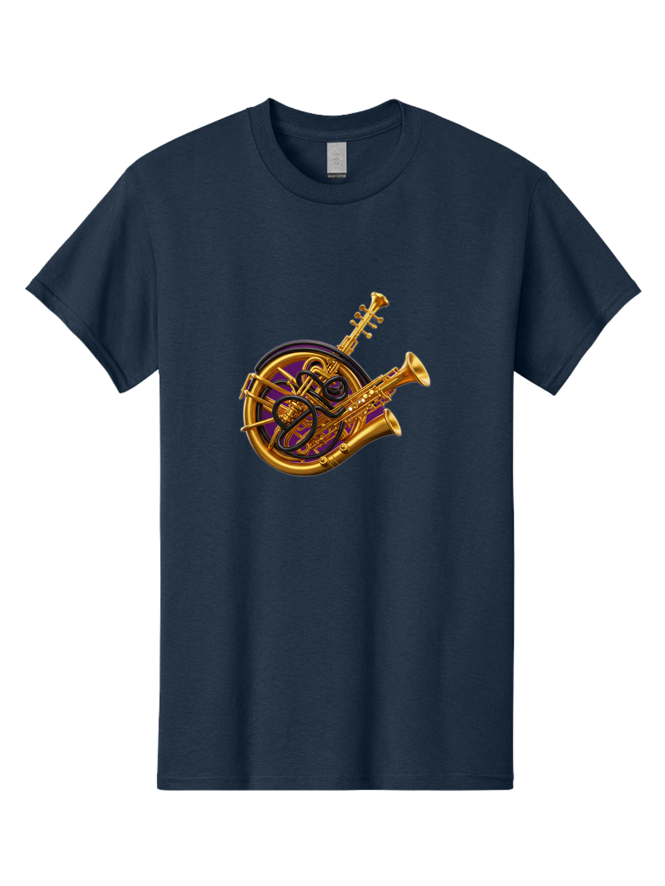 French-Horn-Trumpet-Saxophone Men'S Graphic Tee, 100% Cotton, Comfortable Casual Summer Wear, Machine Washable, Brass Instruments, French Horn, Trumpet, Saxophone, Musical Instruments, Jazz Music, Classical Music, Musical Composition Baa691