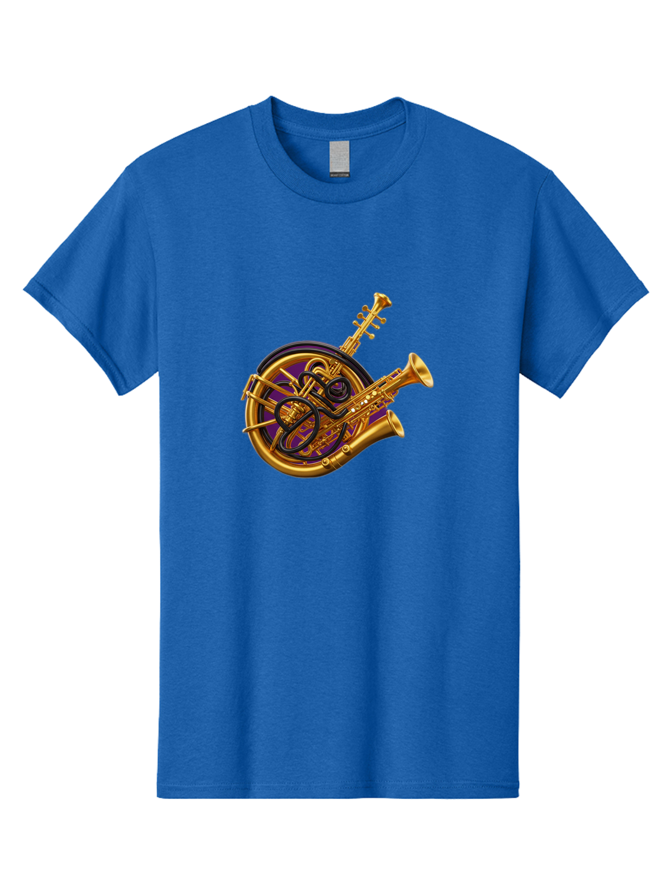 French-Horn-Trumpet-Saxophone Men'S Graphic Tee, 100% Cotton, Comfortable Casual Summer Wear, Machine Washable, Brass Instruments, French Horn, Trumpet, Saxophone, Musical Instruments, Jazz Music, Classical Music, Musical Composition Baa691