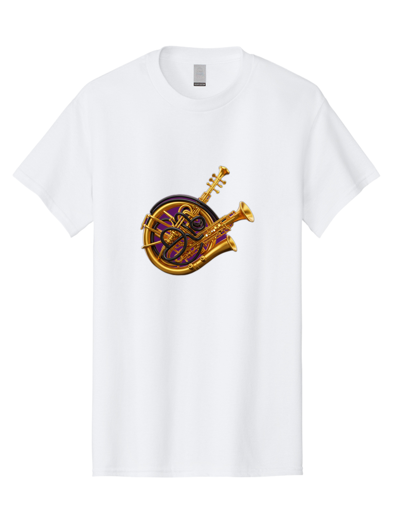French-Horn-Trumpet-Saxophone Men'S Graphic Tee, 100% Cotton, Comfortable Casual Summer Wear, Machine Washable, Brass Instruments, French Horn, Trumpet, Saxophone, Musical Instruments, Jazz Music, Classical Music, Musical Composition Baa691