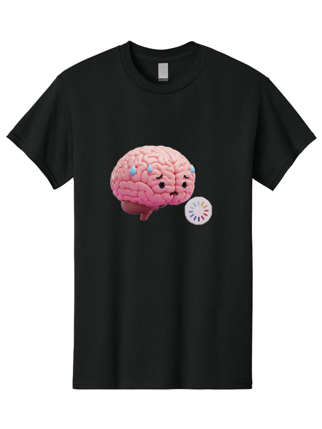 Frowning-Brain Men'S Graphic Tee, 100% Cotton, Comfortable Casual Summer Wear, Machine Washable, Cartoon Brain, Sad Face, Blue Tears, Frowning, Unhappy, Circular Color Palette, Brain Model, Emotional Expression, Human Anatomy Baa692