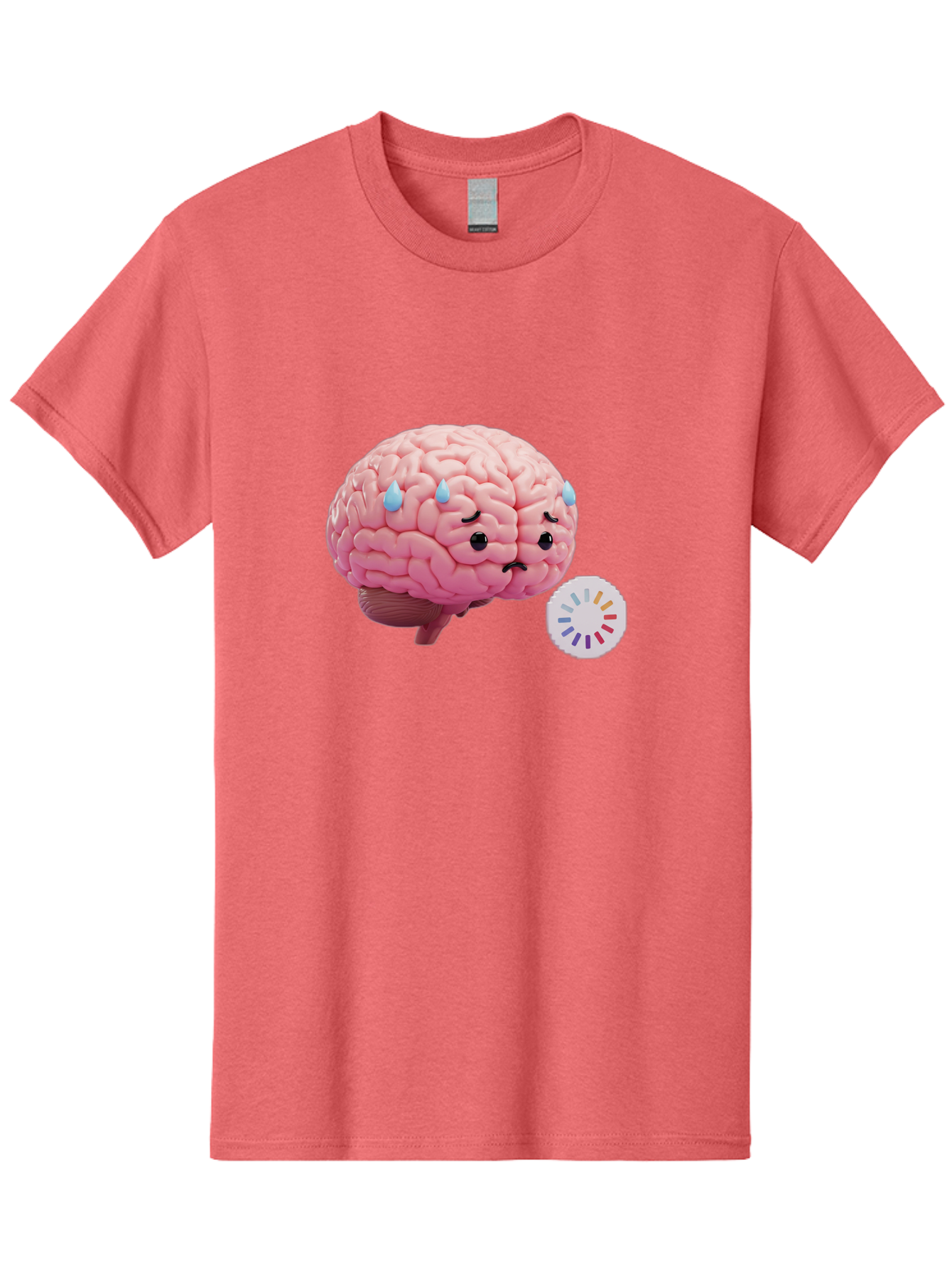 Frowning-Brain Men'S Graphic Tee, 100% Cotton, Comfortable Casual Summer Wear, Machine Washable, Cartoon Brain, Sad Face, Blue Tears, Frowning, Unhappy, Circular Color Palette, Brain Model, Emotional Expression, Human Anatomy Baa692