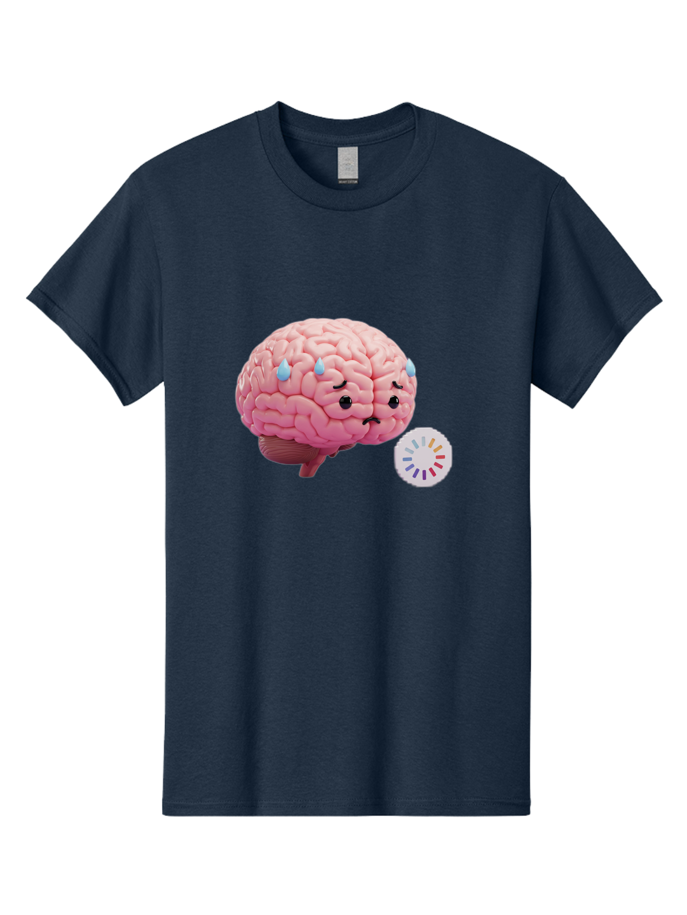 Frowning-Brain Men'S Graphic Tee, 100% Cotton, Comfortable Casual Summer Wear, Machine Washable, Cartoon Brain, Sad Face, Blue Tears, Frowning, Unhappy, Circular Color Palette, Brain Model, Emotional Expression, Human Anatomy Baa692