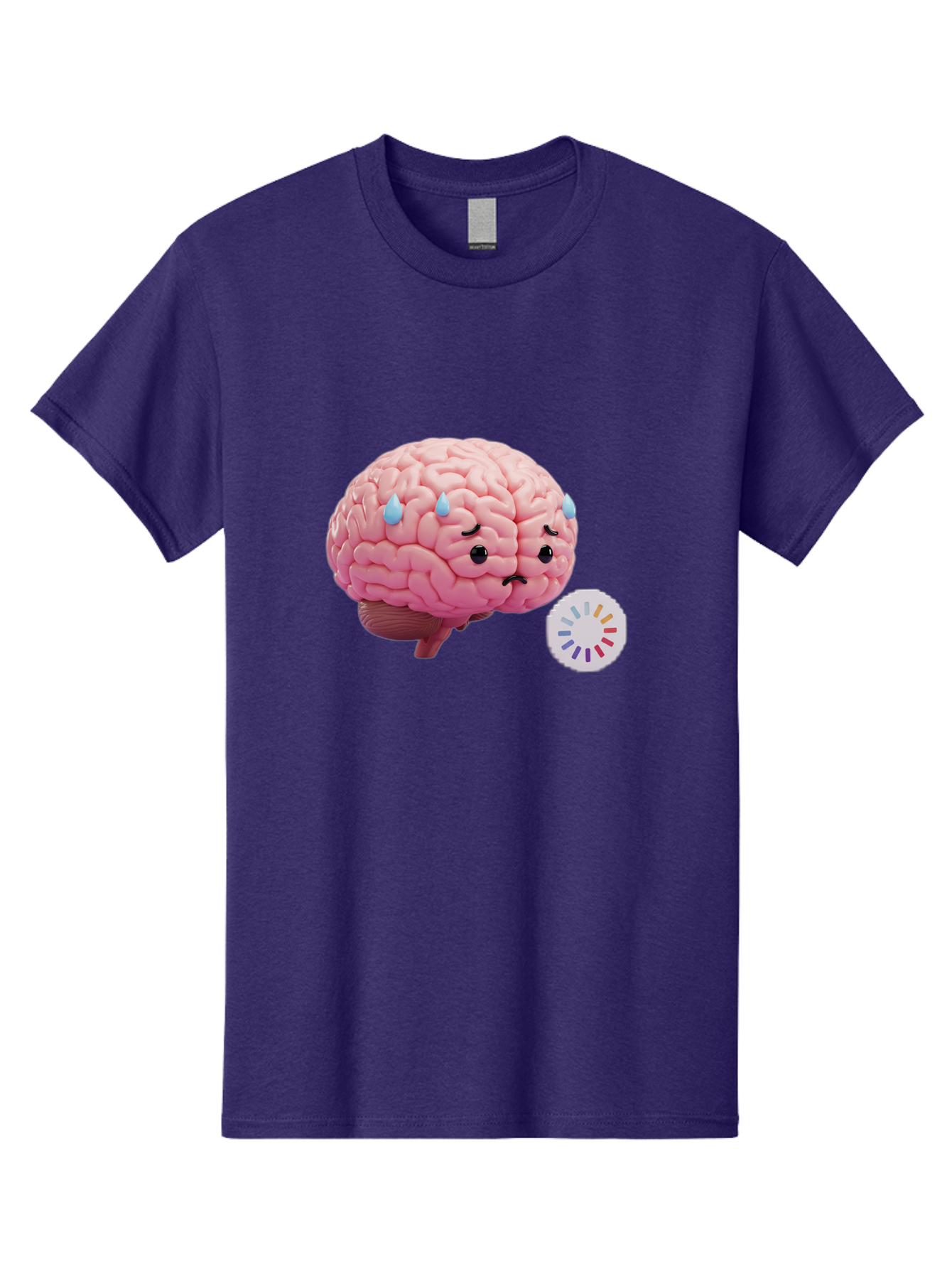 Frowning-Brain Men'S Graphic Tee, 100% Cotton, Comfortable Casual Summer Wear, Machine Washable, Cartoon Brain, Sad Face, Blue Tears, Frowning, Unhappy, Circular Color Palette, Brain Model, Emotional Expression, Human Anatomy Baa692
