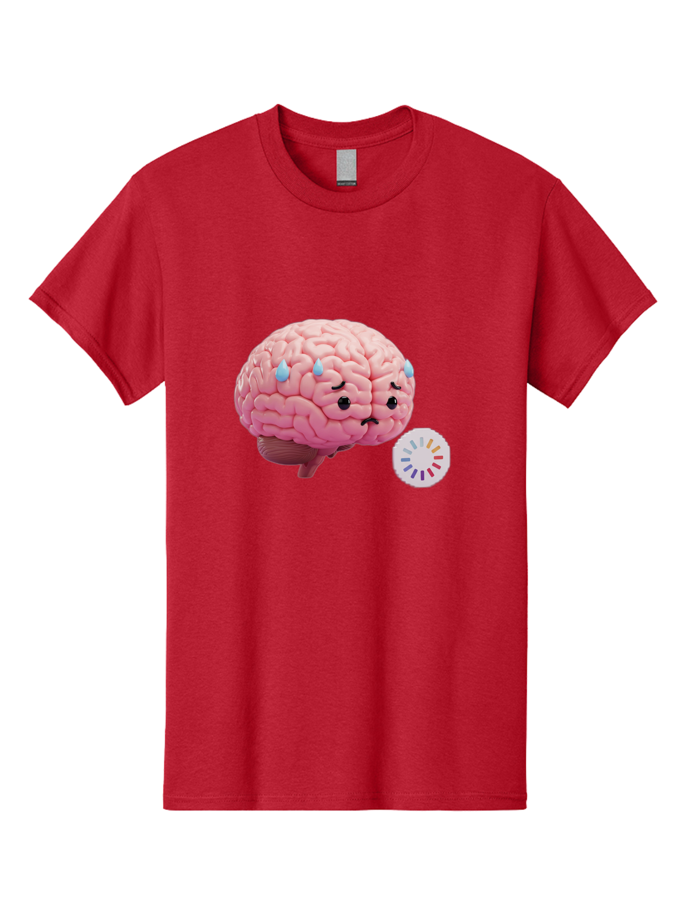 Frowning-Brain Men'S Graphic Tee, 100% Cotton, Comfortable Casual Summer Wear, Machine Washable, Cartoon Brain, Sad Face, Blue Tears, Frowning, Unhappy, Circular Color Palette, Brain Model, Emotional Expression, Human Anatomy Baa692
