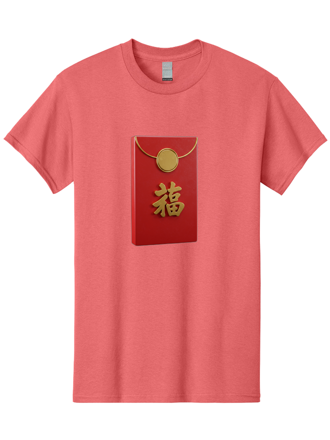 Fu-1 Men'S Graphic Tee, 100% Cotton, Comfortable Casual Summer Wear, Machine Washable, Red Envelope With Gold Seal, Gold Character Fu, Chinese New Year, Lucky Money, Prosperity Symbol, Cultural Heritage, Traditional Gift Baa693