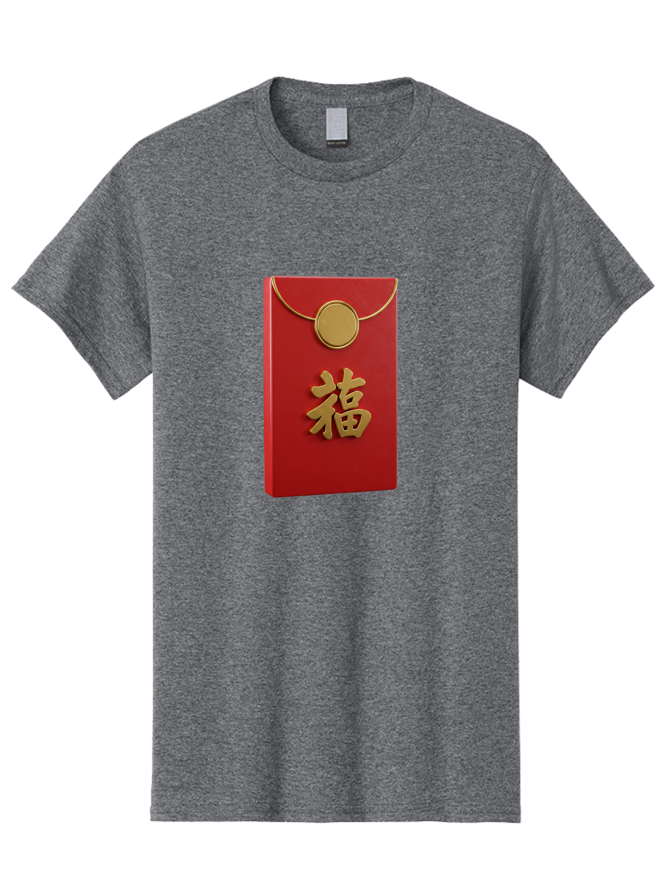Fu-1 Men'S Graphic Tee, 100% Cotton, Comfortable Casual Summer Wear, Machine Washable, Red Envelope With Gold Seal, Gold Character Fu, Chinese New Year, Lucky Money, Prosperity Symbol, Cultural Heritage, Traditional Gift Baa693