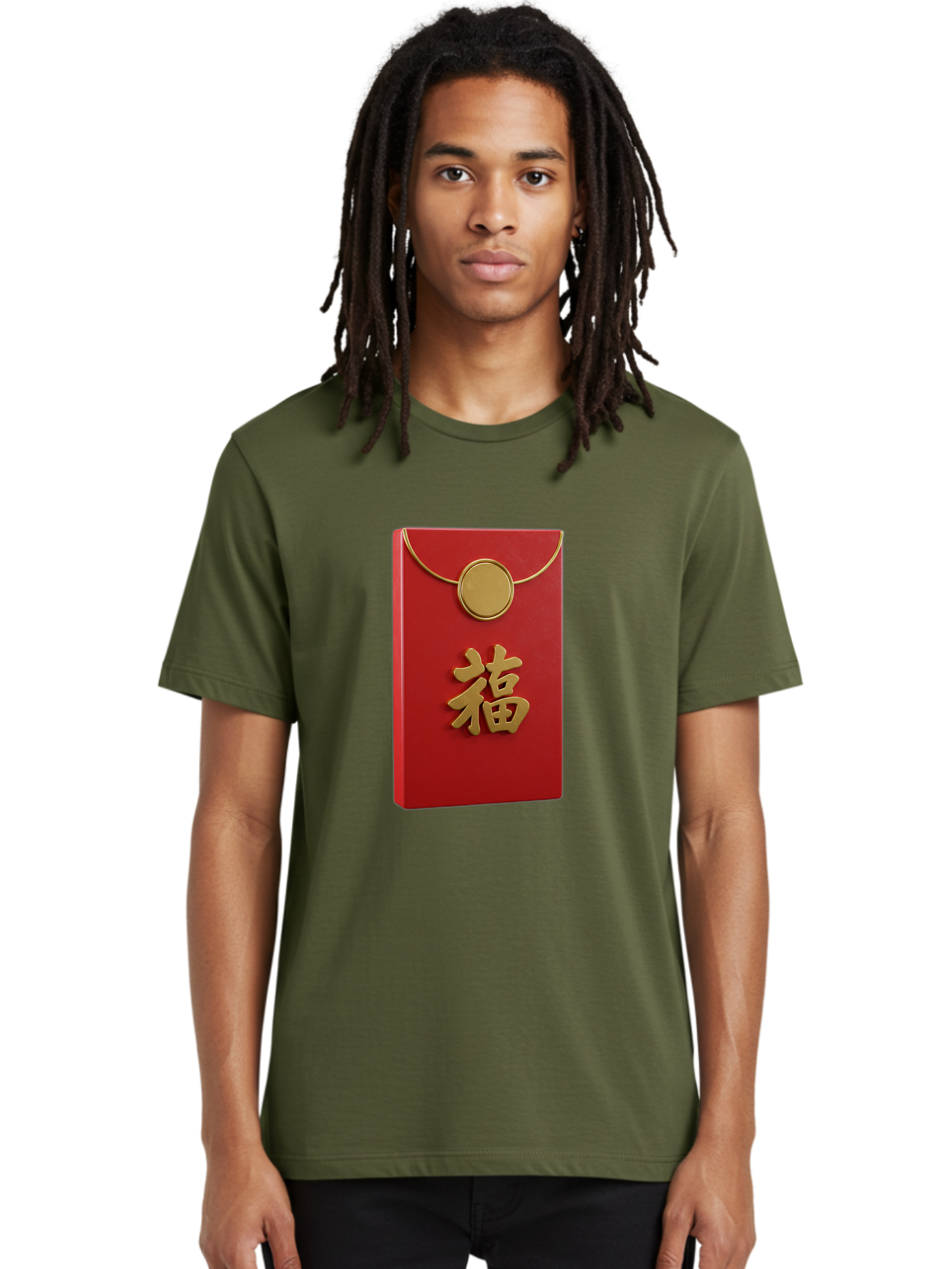 Fu-1 Men'S Graphic Tee, 100% Cotton, Comfortable Casual Summer Wear, Machine Washable, Red Envelope With Gold Seal, Gold Character Fu, Chinese New Year, Lucky Money, Prosperity Symbol, Cultural Heritage, Traditional Gift Baa693