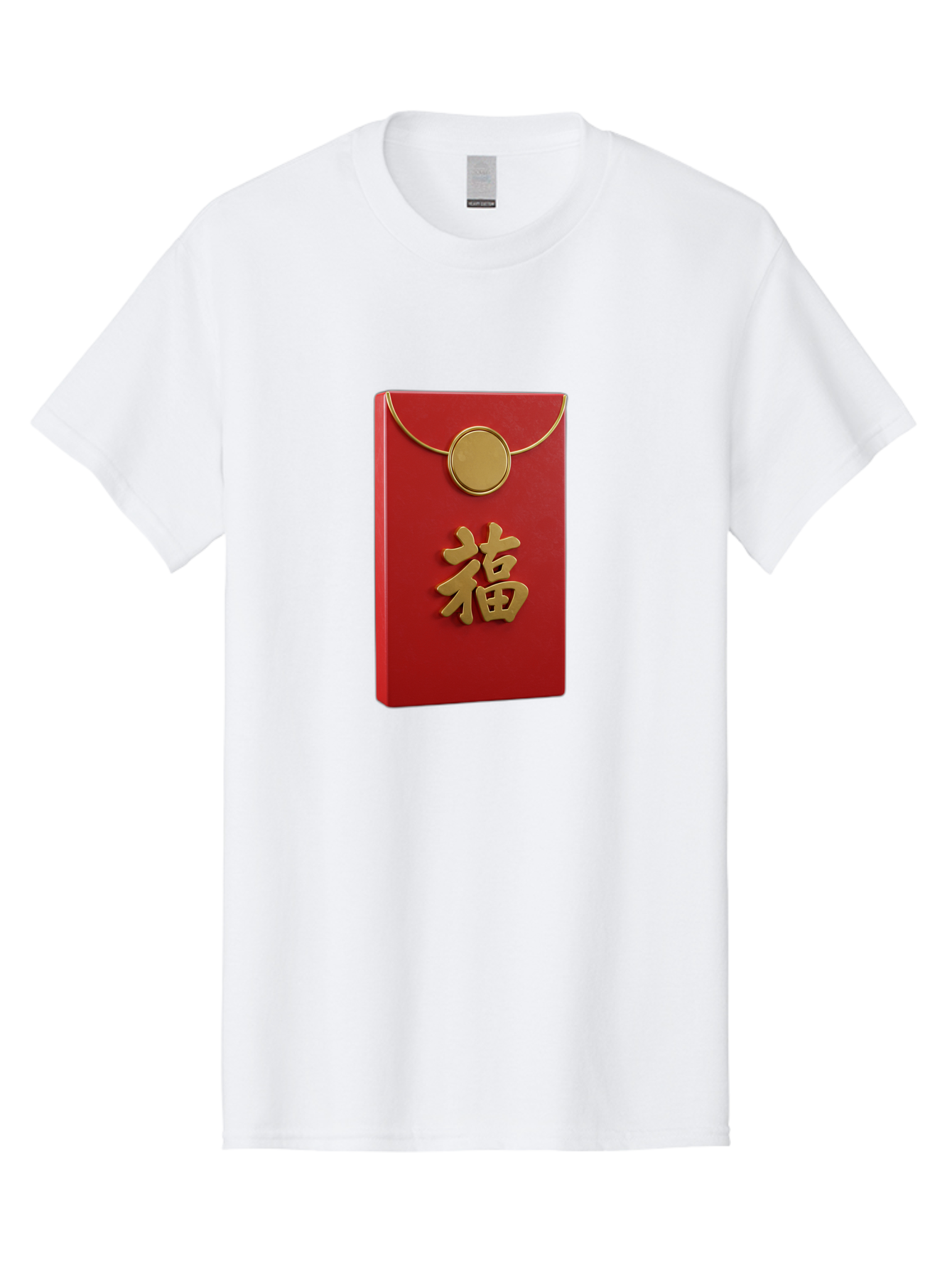 Fu-1 Men'S Graphic Tee, 100% Cotton, Comfortable Casual Summer Wear, Machine Washable, Red Envelope With Gold Seal, Gold Character Fu, Chinese New Year, Lucky Money, Prosperity Symbol, Cultural Heritage, Traditional Gift Baa693