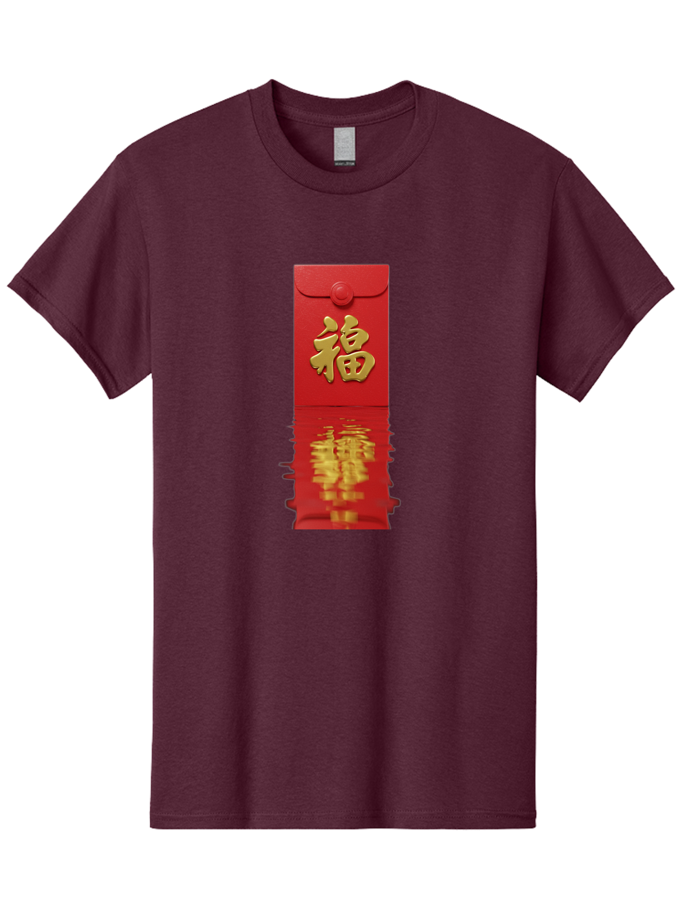 Fu-6 Men'S Graphic Tee, 100% Cotton, Comfortable Casual Summer Wear, Machine Washable, Red Envelope, Chinese New Year, Gold Character, Fu Symbol, Prosperity, Good Fortune, Lucky Money, Cultural Heritage, Traditional Gift Baa698