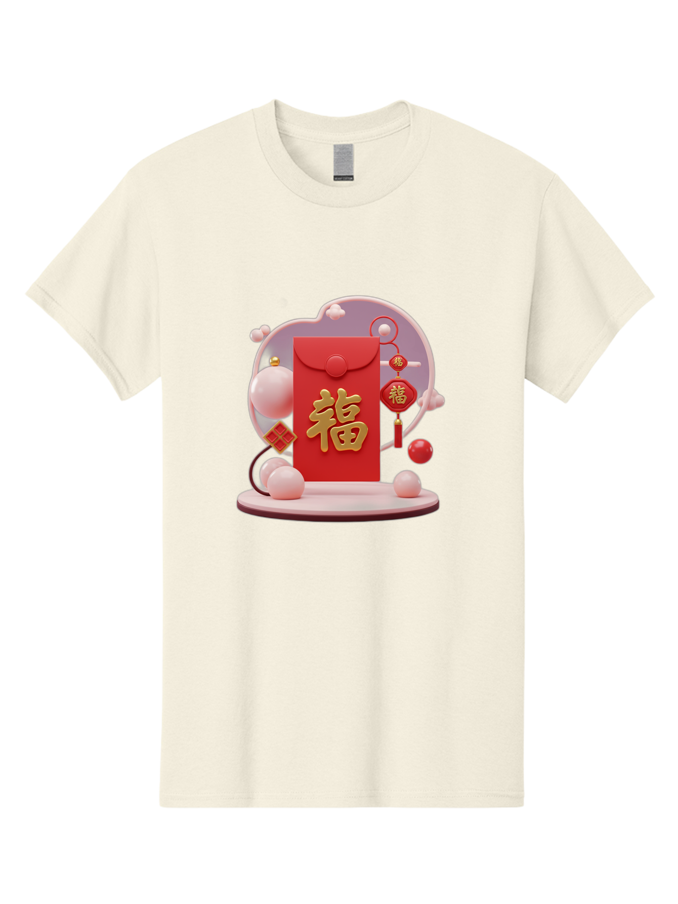 Fu-Red-Envelope Men'S Graphic Tee, 100% Cotton, Comfortable Casual Summer Wear, Machine Washable, Red Envelope, Chinese New Year, Fu Character, Gold Symbol, Traditional Decoration, Cultural Heritage, Prosperity, Good Fortune, Baa704
